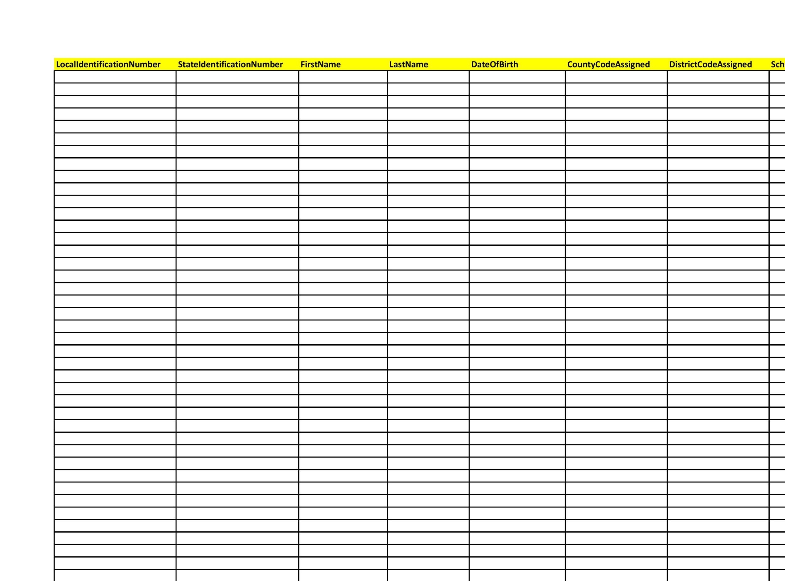 Roster Blank Forms Printable