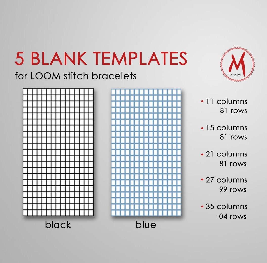 5 Blank Templates For Creating Loom Stitch Bracelets Empty Loomed Pattern Create Your Own Base For Bead Weaving PDF Instant Download Etsy
