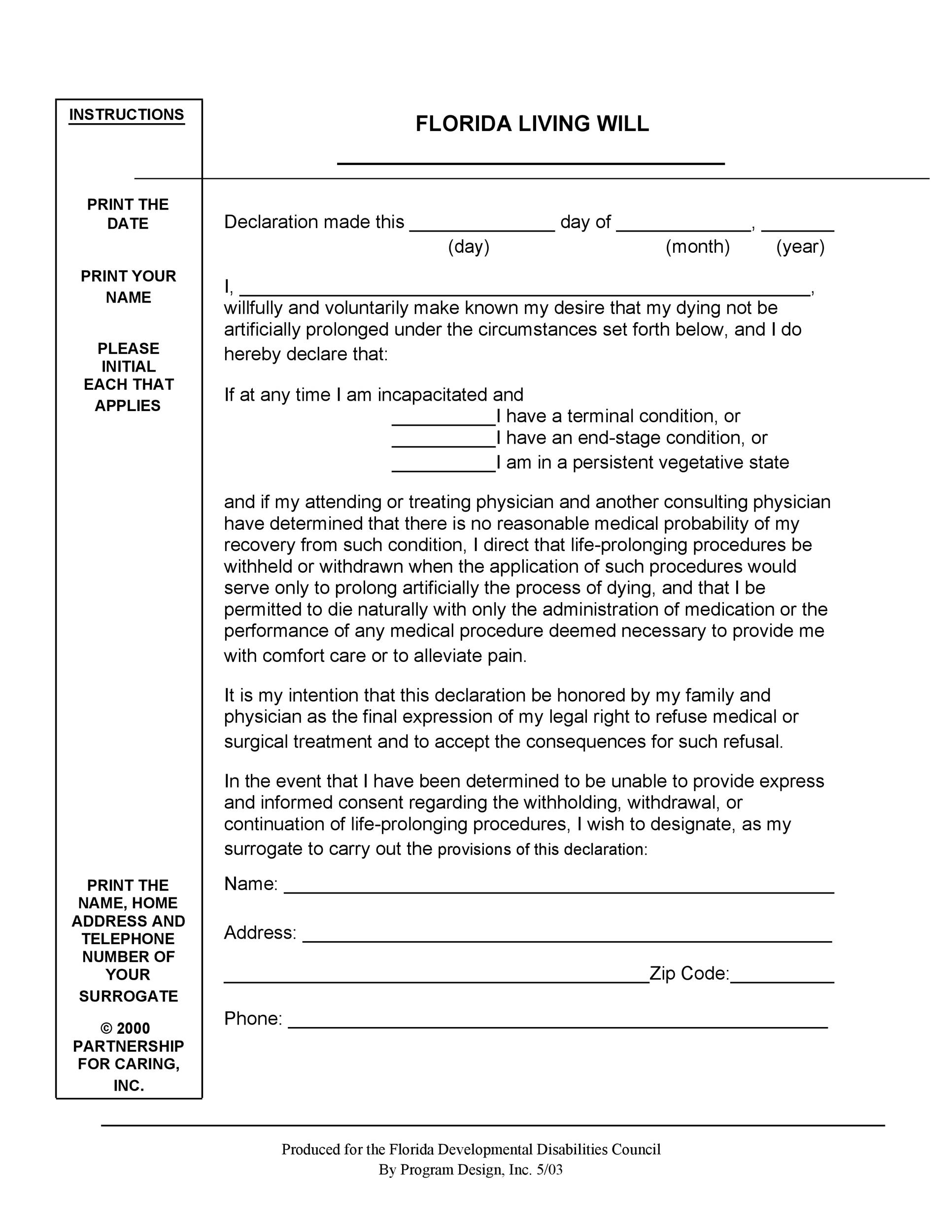 Free Printable Blank Living Will Forms