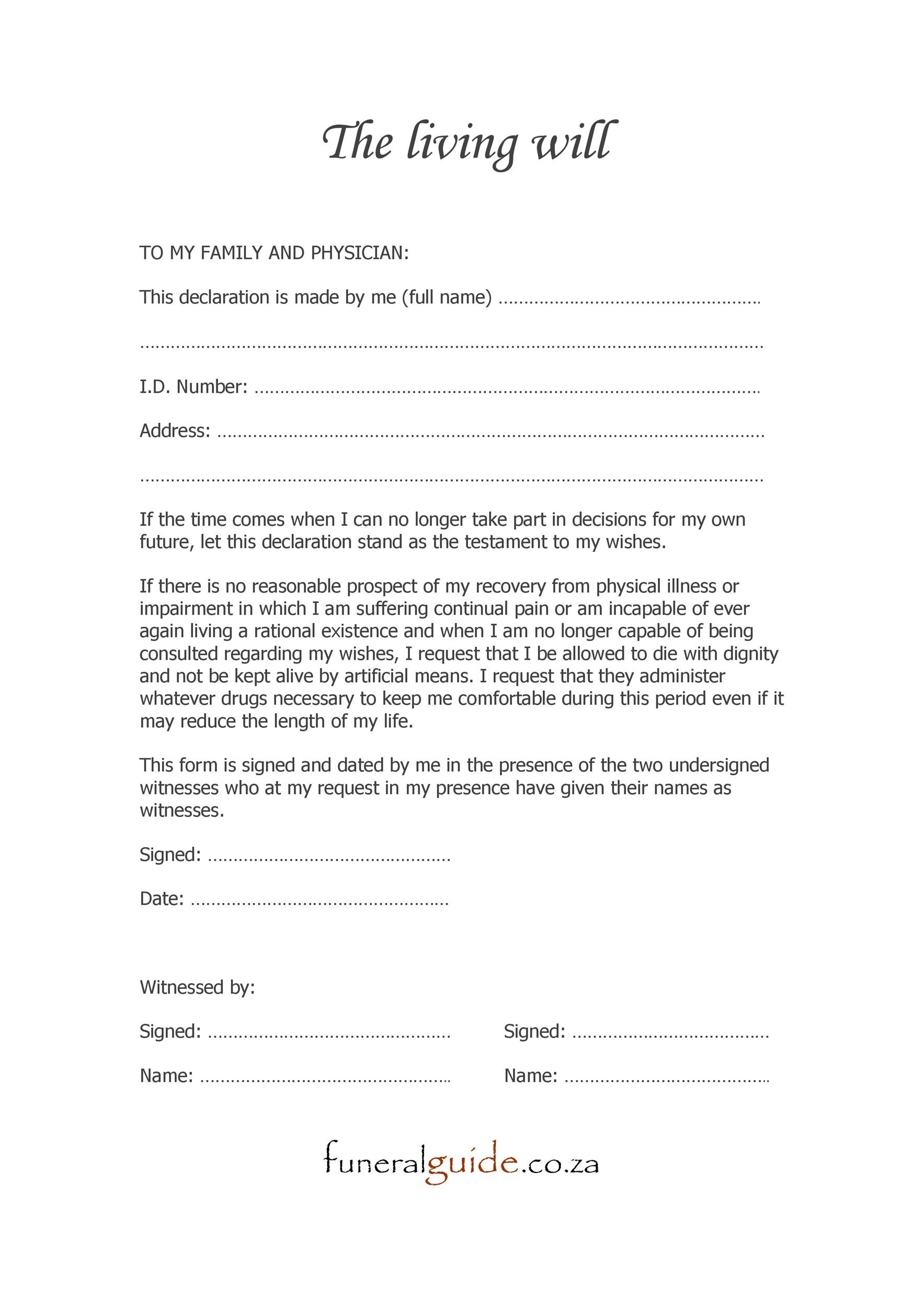 Free Printable Blank Wills Form