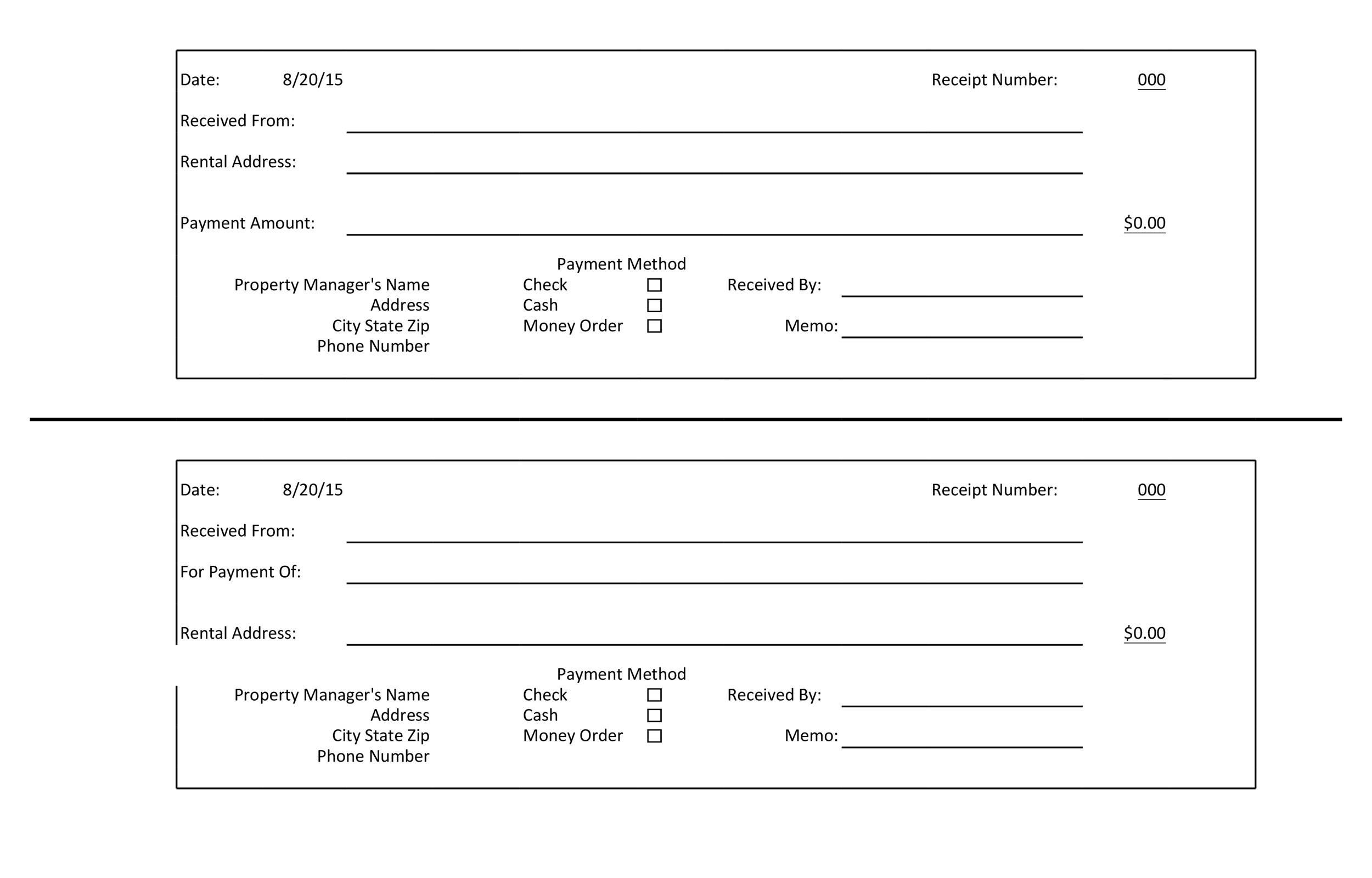 Printable Blank Receipt Forms