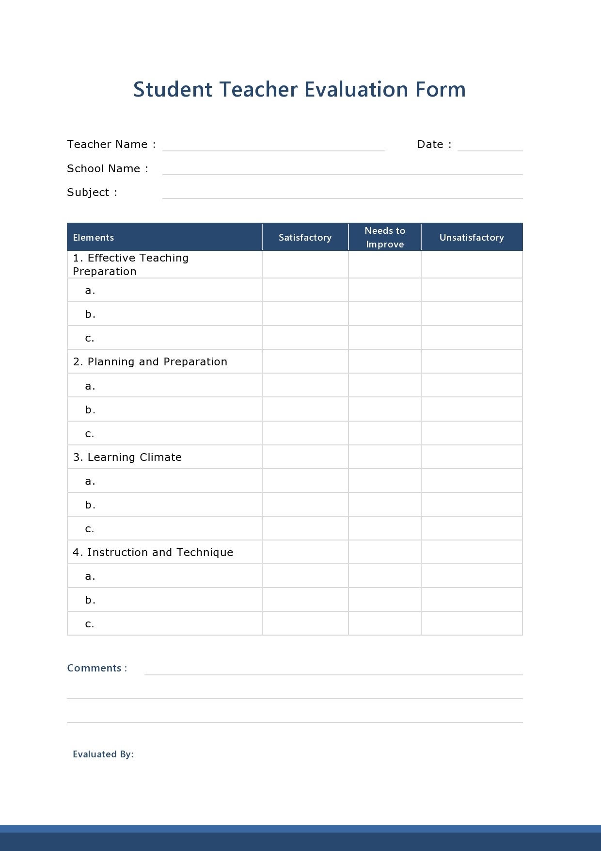 Substitute Teacher Blank Forms Free Printable