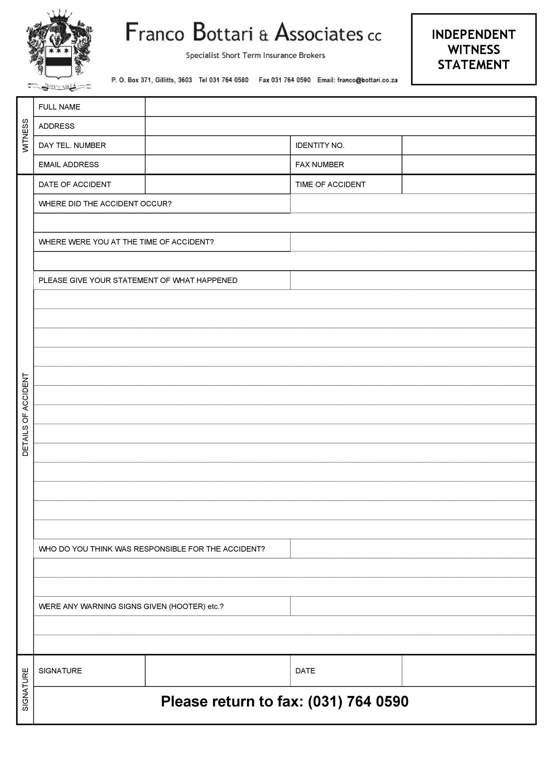 50 Professional Witness Statement Forms Templates TemplateLab
