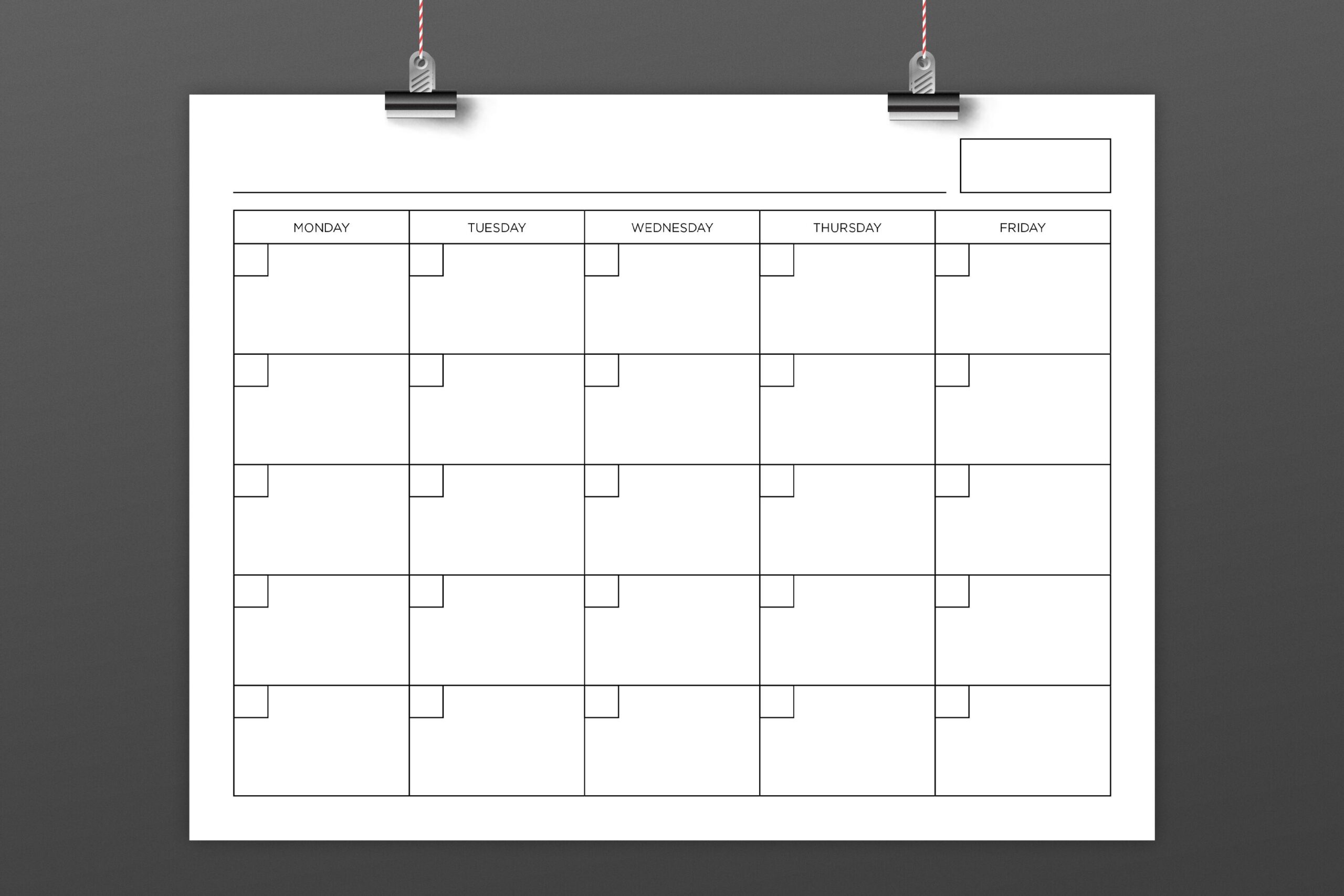 8 5 X 11 Inch Blank Monday To Friday Calendar Page Template By Running With Foxes TheHungryJPEG