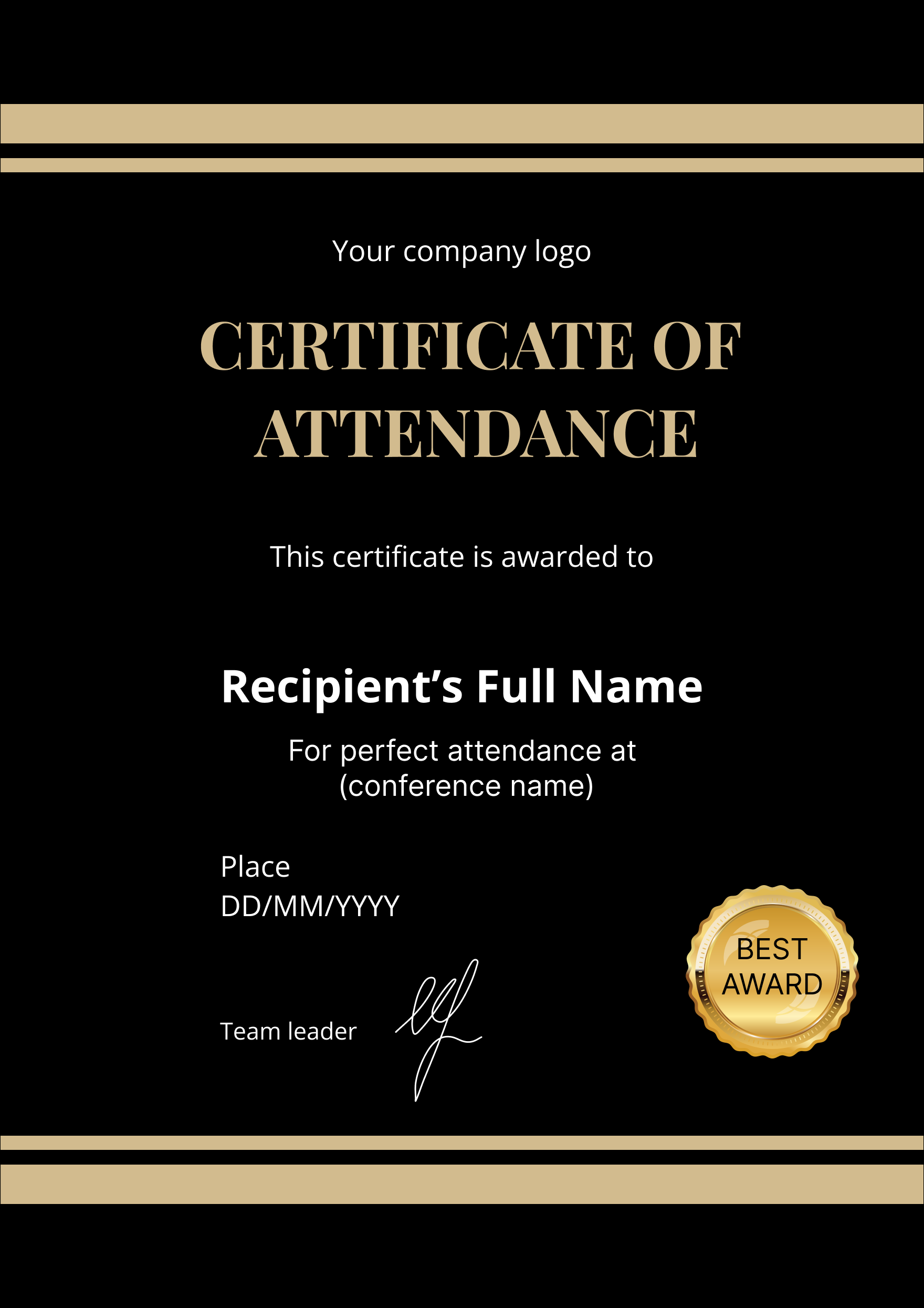 Printable Blank Staff Attendance Certificates