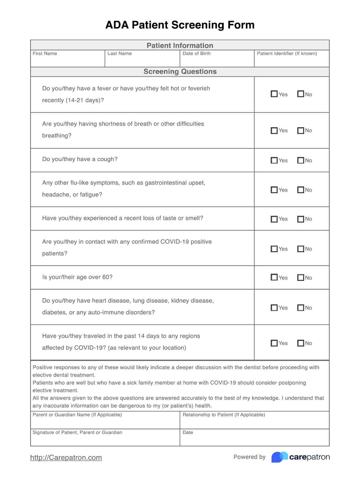 ADA Claim Form Example Free PDF Download
