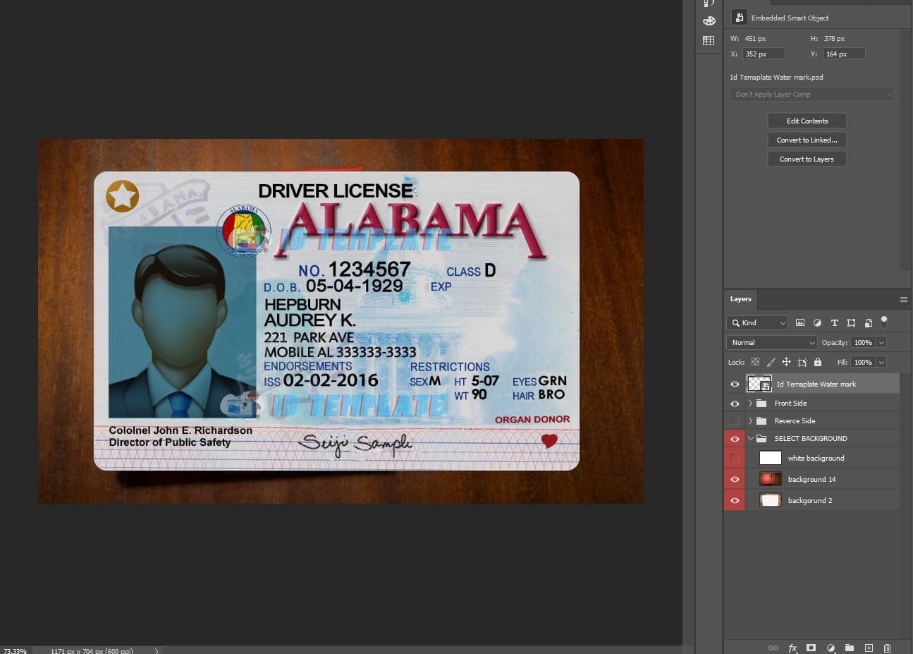 Alabama Driver License PSD Template Driving License Template Alabama Driver License PSD Template Driving License Template