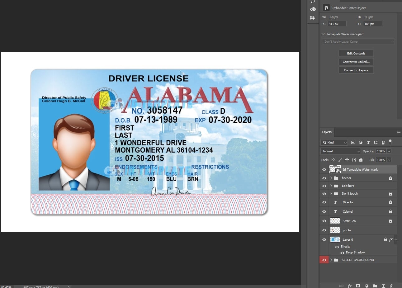 Alabama Driver License PSD Template Driving License Template Alabama Driver License PSD Template Driving License Template