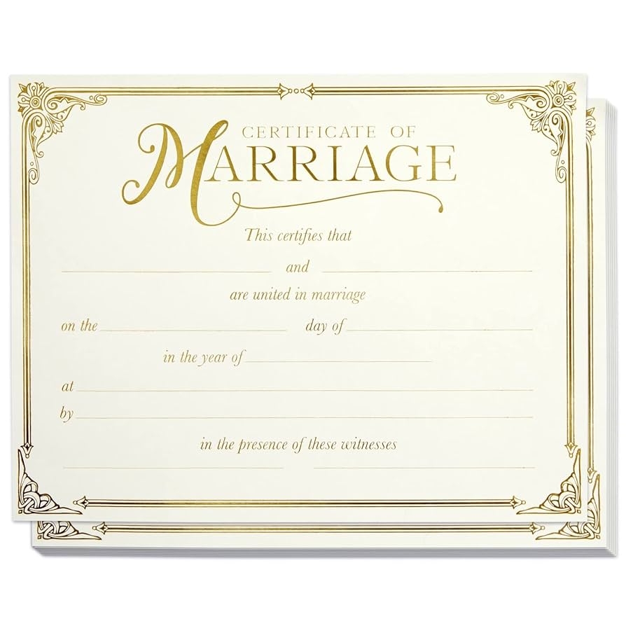 Blank Printable Marriage Certificate