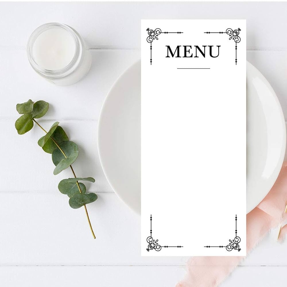 Amazon Andaz Press Black Art Deco Printable Wedding Paper Menu Cards For DIY Printer Premium Cardstock For Dinner Table Place Settings Programs Rehearsals Reception Pack Of 56 4 X 9 Inches