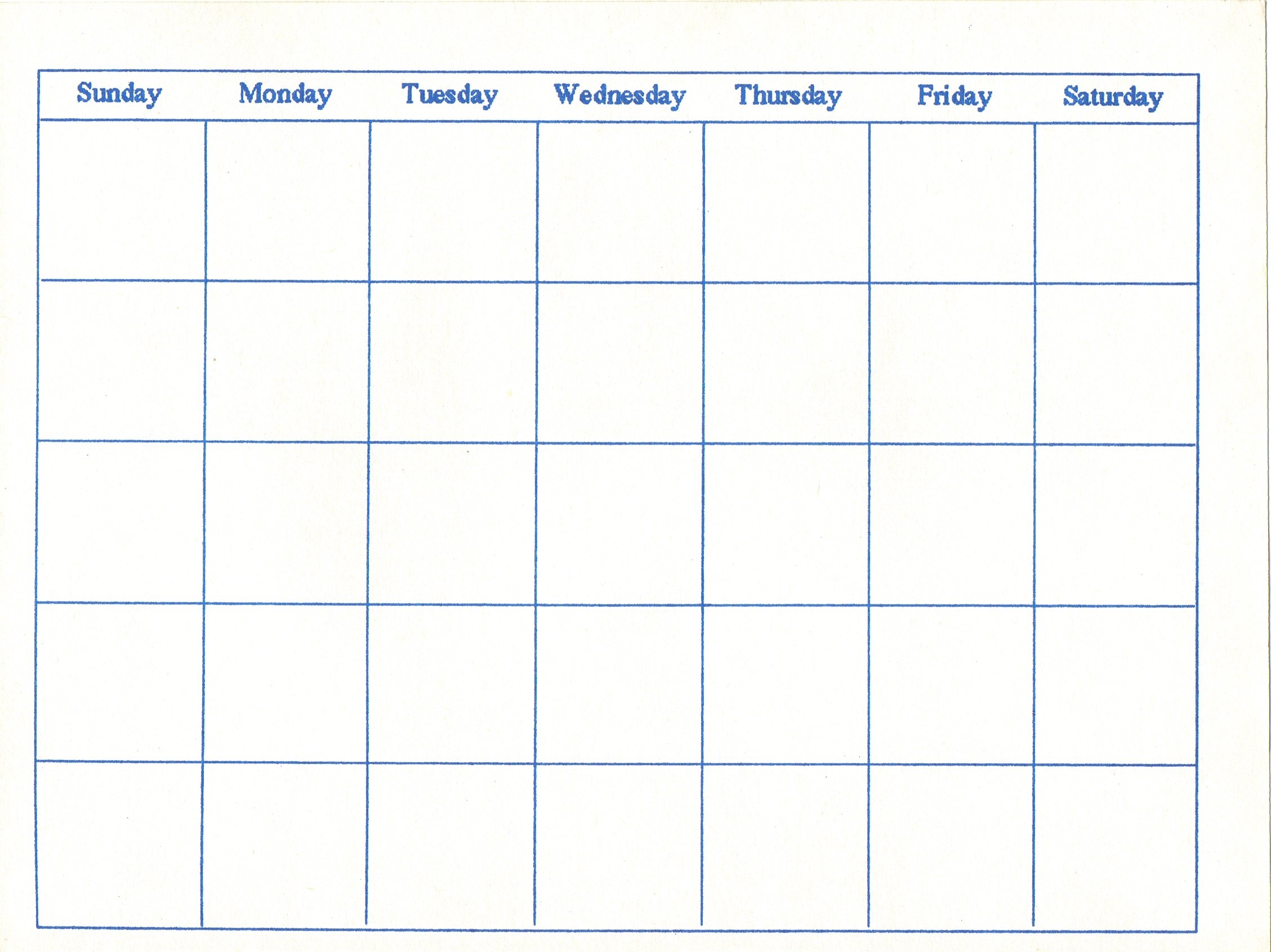 Blank Month Calendar Printable