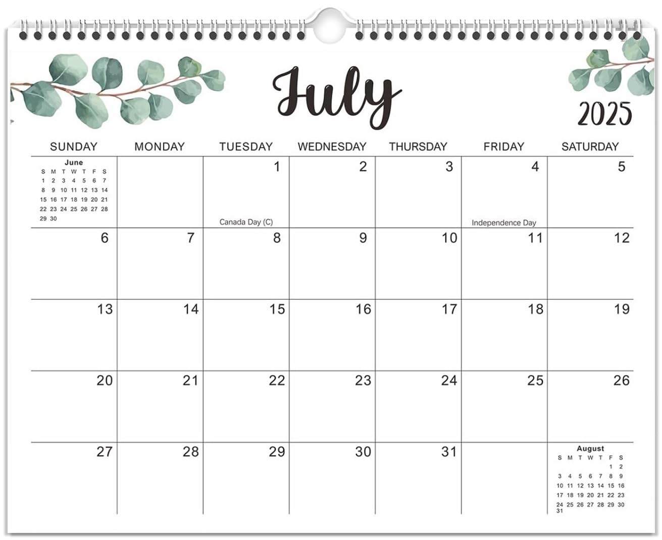 Amazon Calendar 2025 2026 18 Monthly Wall Calendar 2025 2026 From July 2025 To December 2026 With Thick Paper For Planning And Organizing For Home Or Office 14 5 X 11 5 Green Office Products