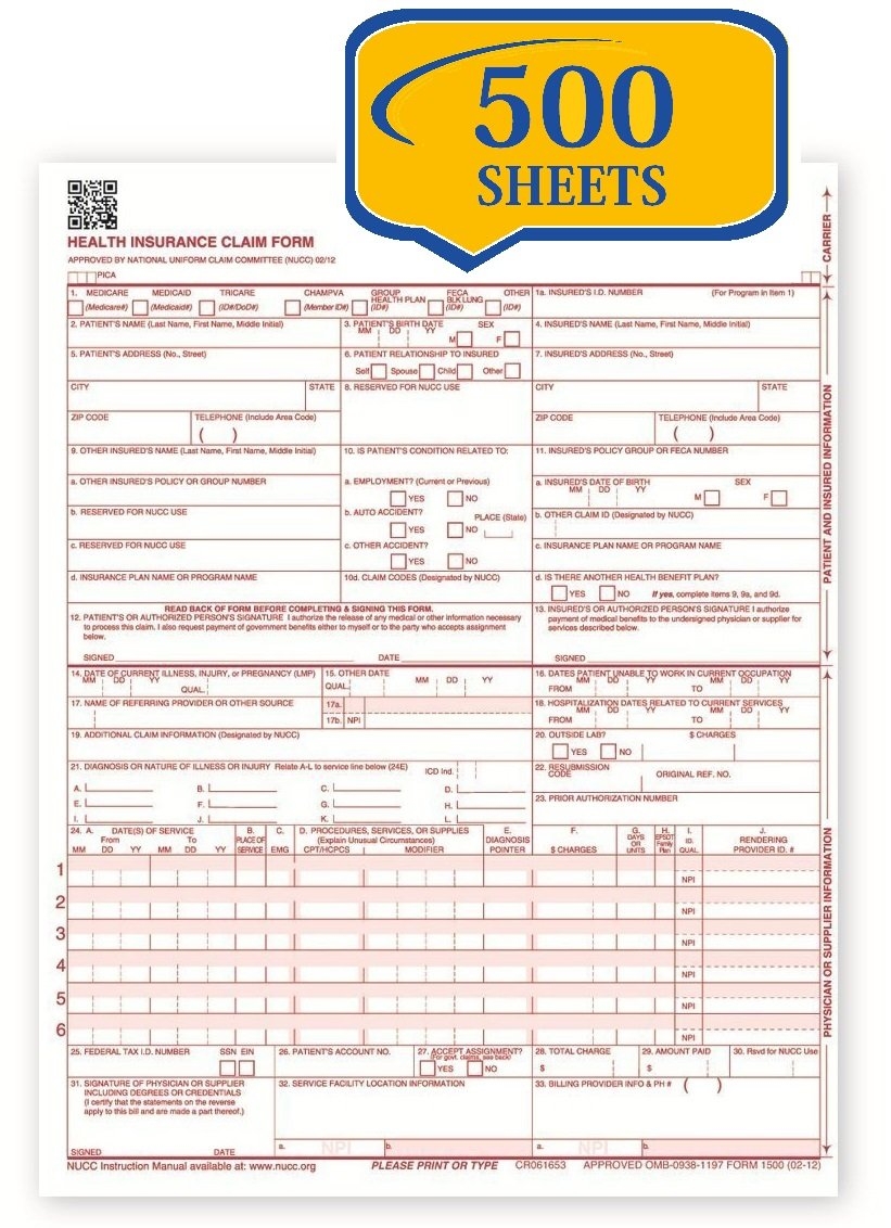 Printable Blank Hcfa Form