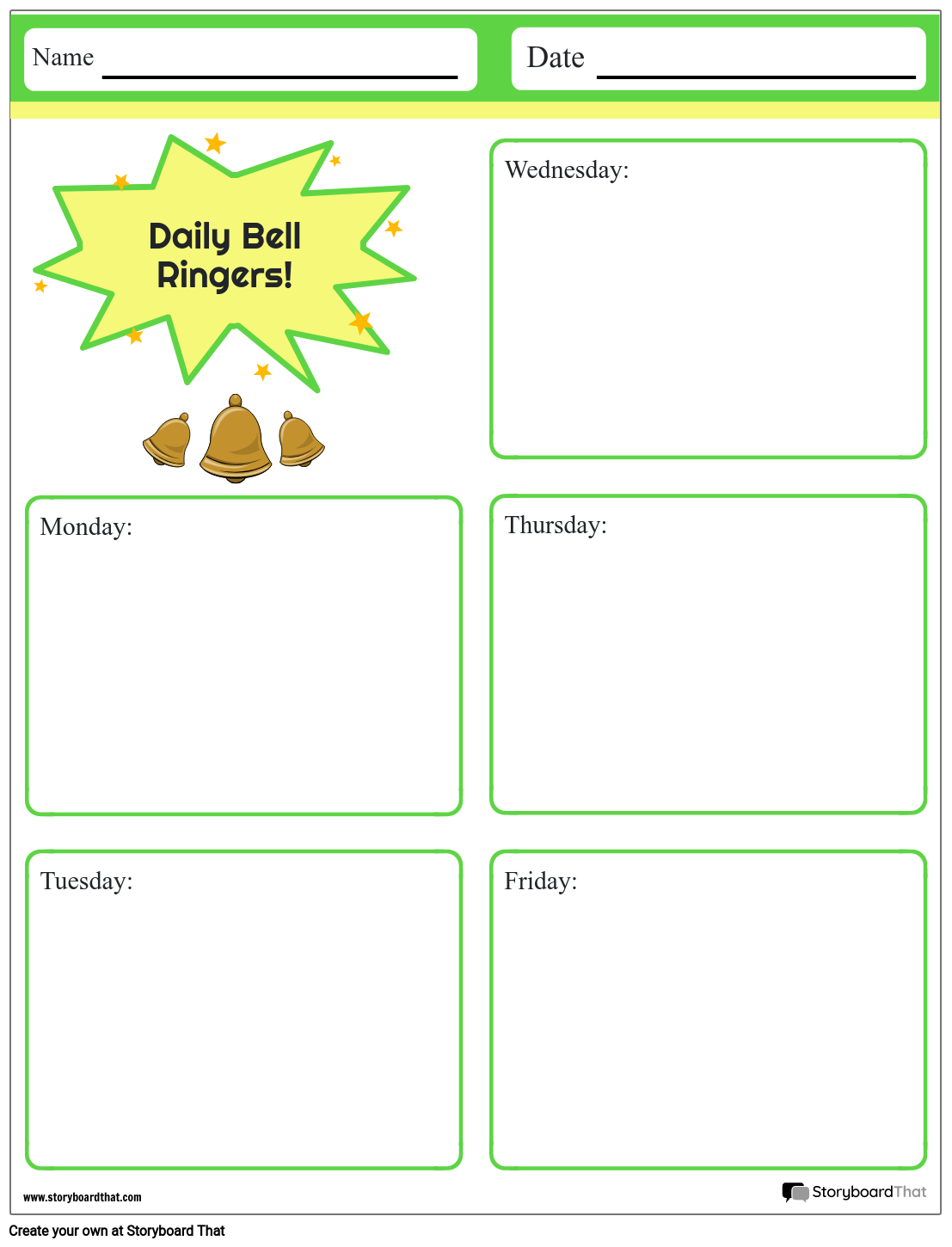 Bell Ringer Worksheets Free Templates From Storyboard That