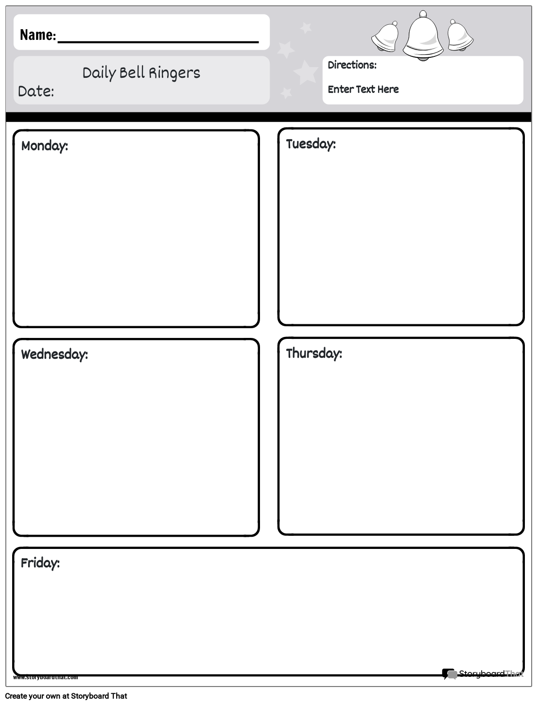Bell Ringer Worksheets Free Templates From Storyboard That