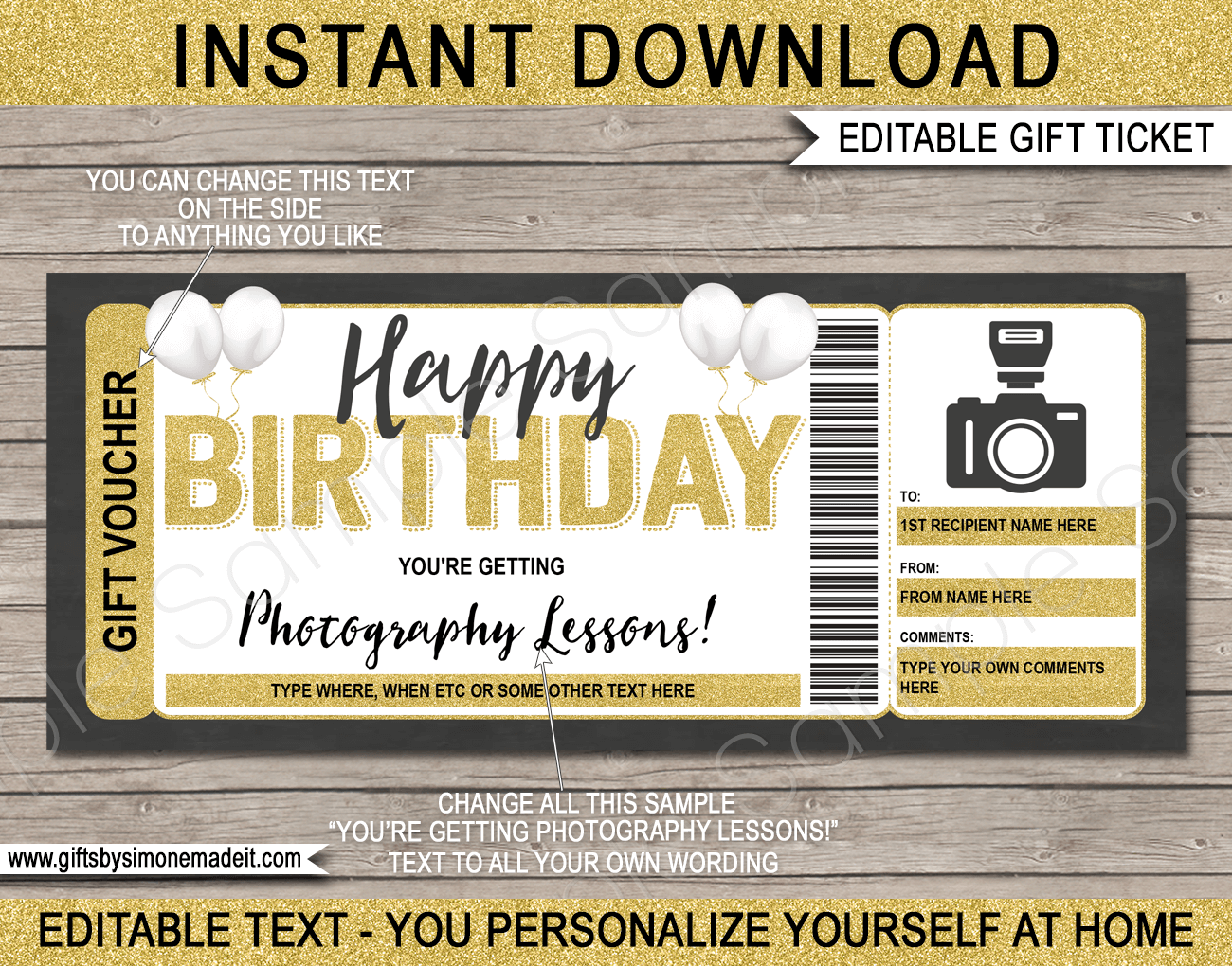 Printable Photography Blank Gift Certificate