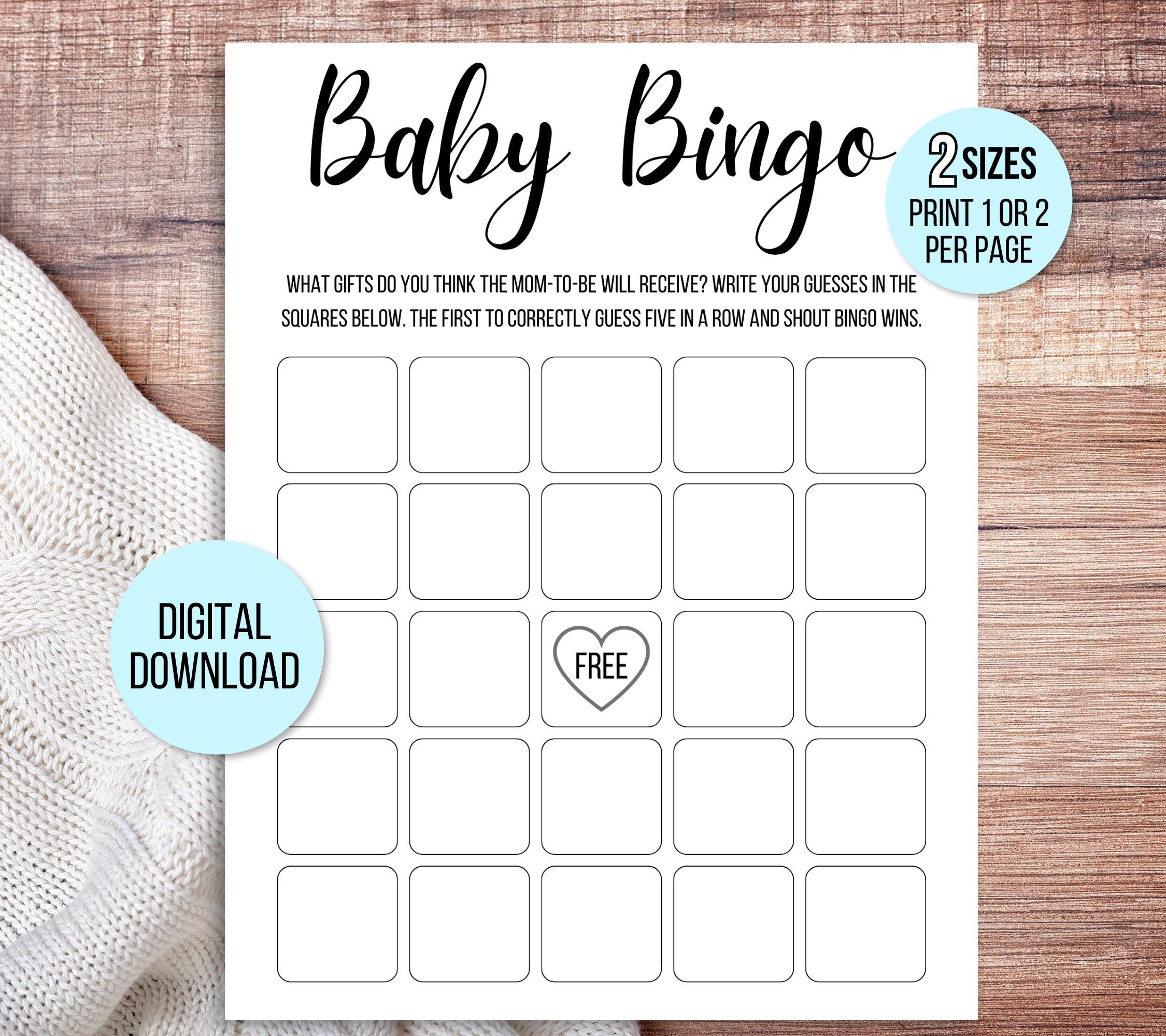 Blank Baby Shower Bingo Cards Baby Bingo Game Cards Baby Gift Bingo Cards Baby Shower Bingo Game Baby Bingo Template Gender Neutral Etsy