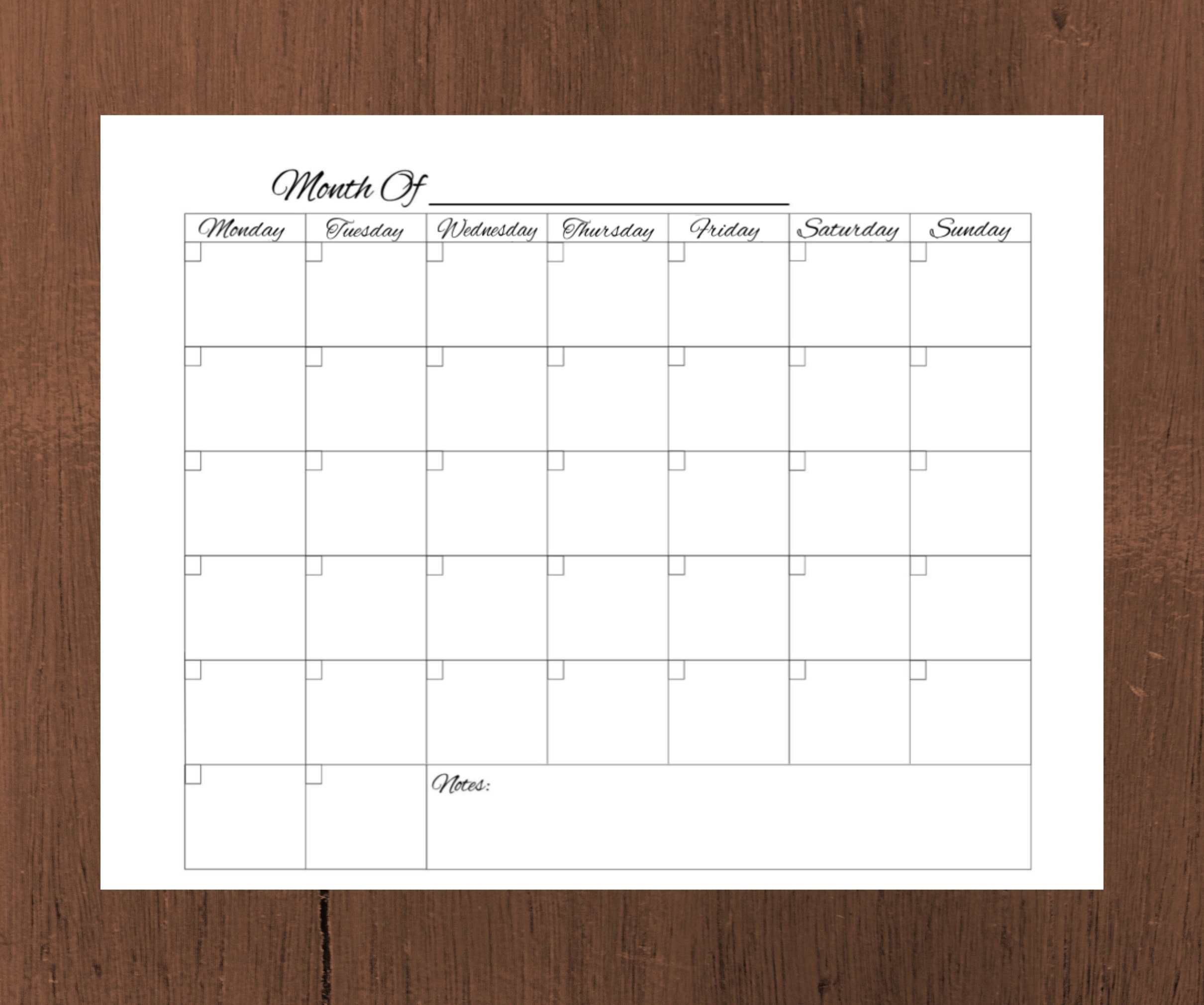 Printable Calendar Blank Month