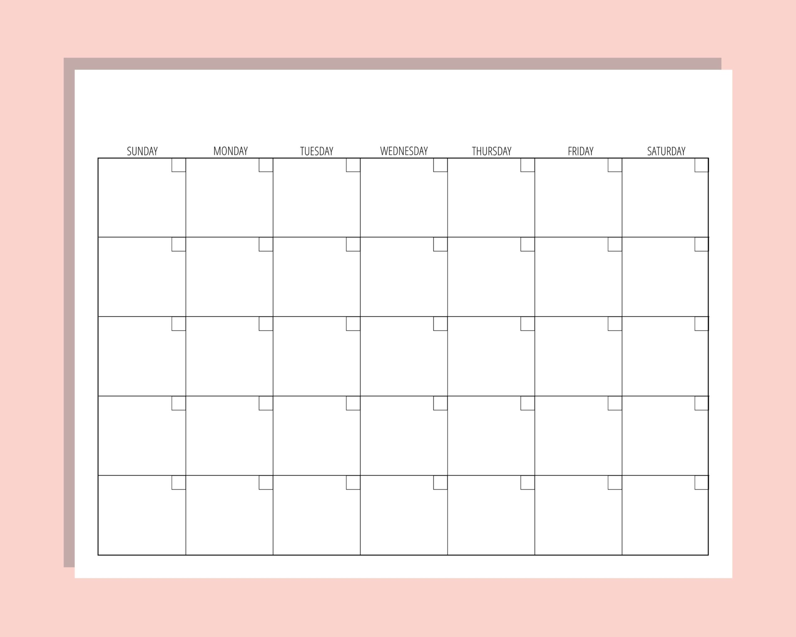 Blank Calendar Template 8 5 X 11 Inches Horizontal Vertical Monthly Printable Desk Wall Calendar Print Ready Transparent Background PDF PNG Etsy