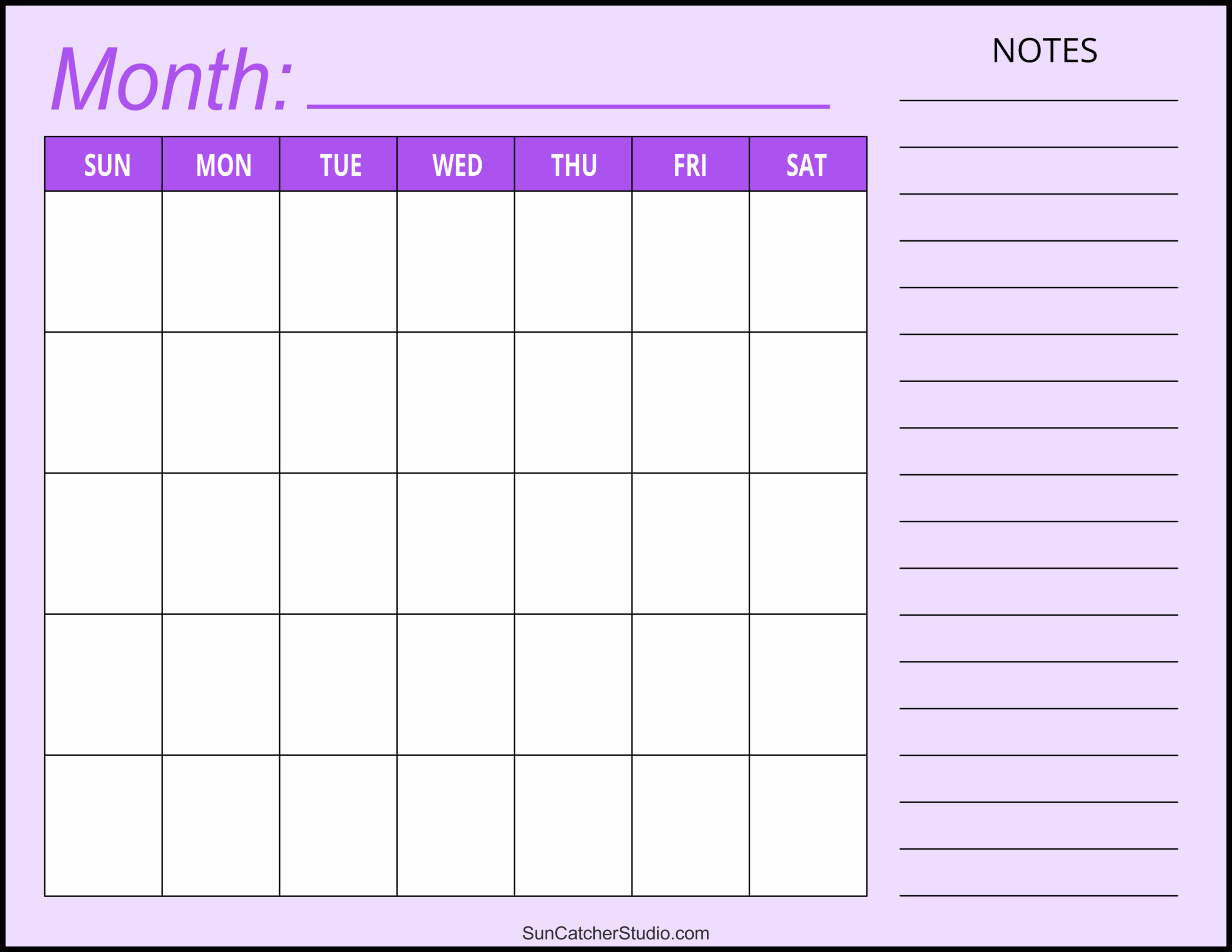 Free Printable Blank Customizable Calendar
