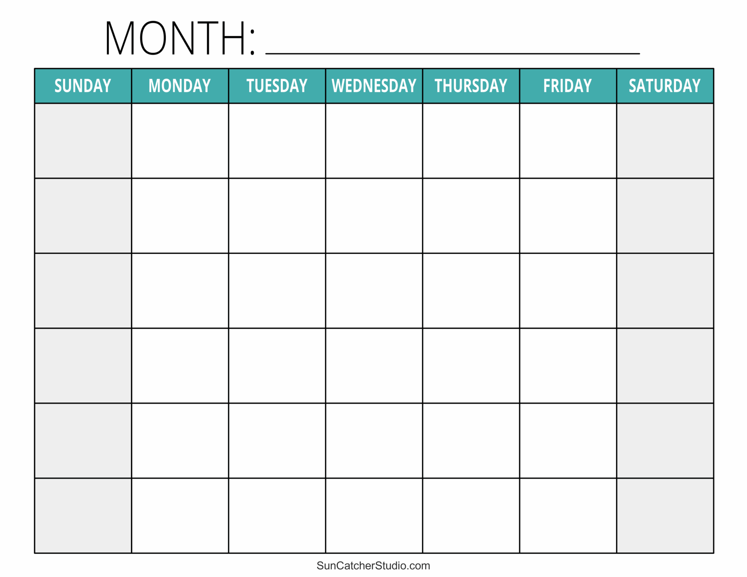 Printable Blank Monthly Calendar