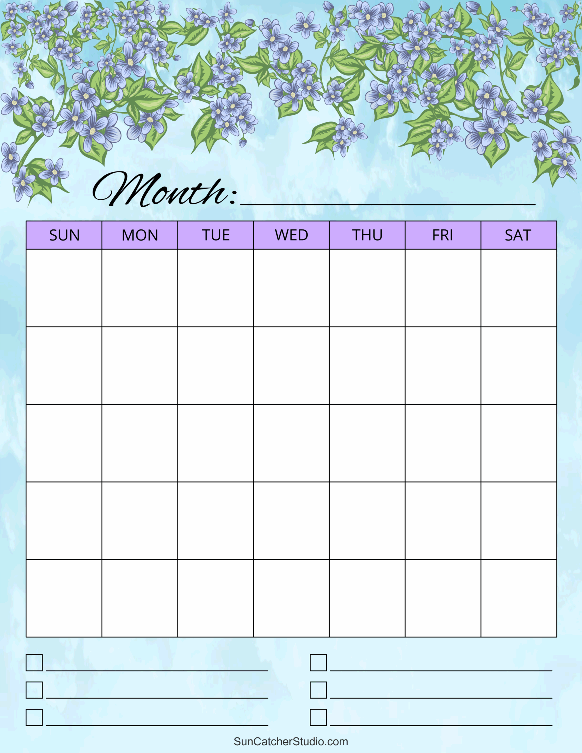 5 X 8 Blank Calendar Printable