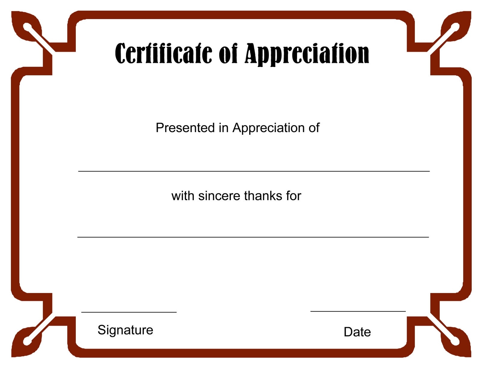 Blank Certificate Of Appreciation Etsy