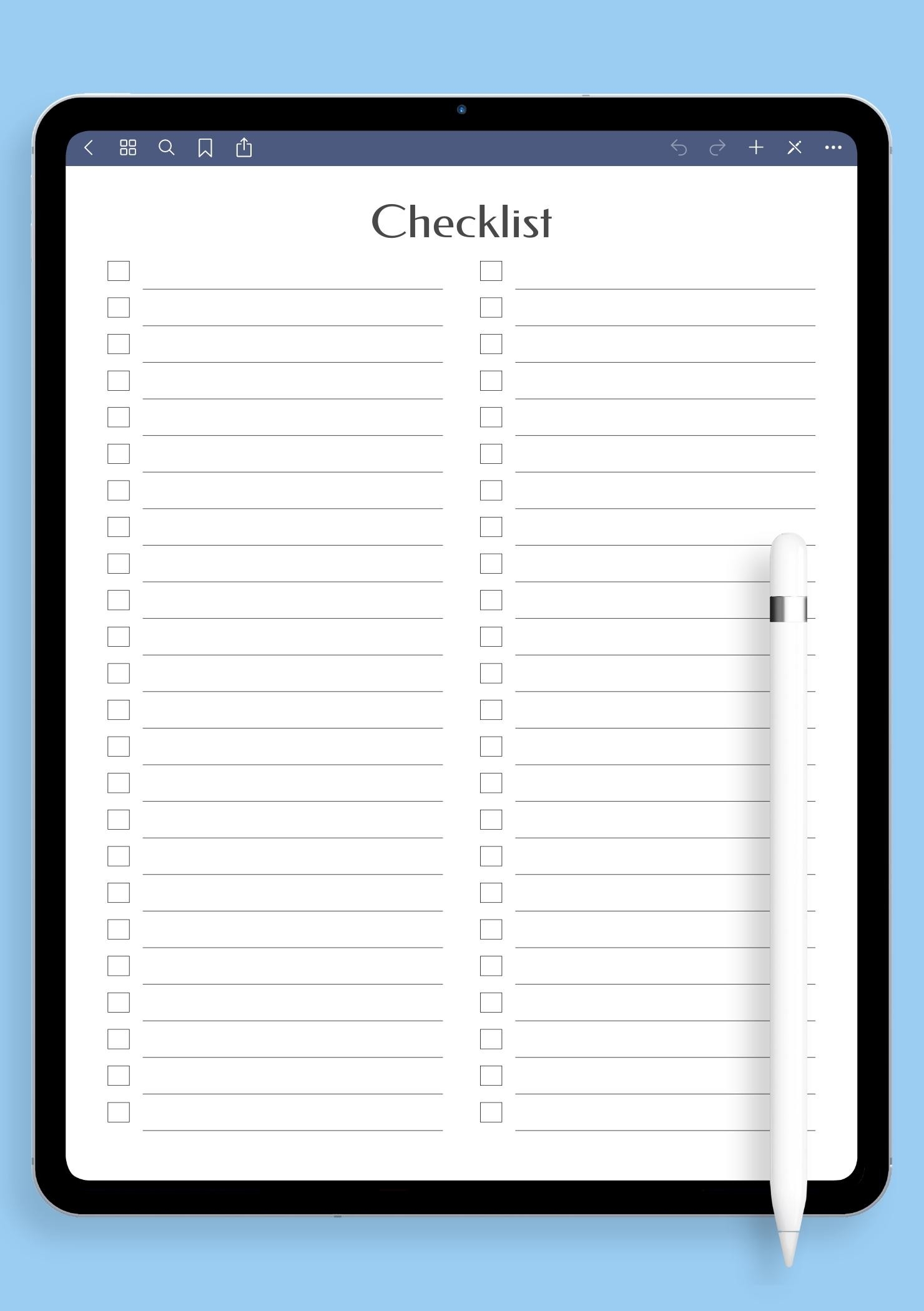 Blank Checklist Template PDF Stay Organized Productive