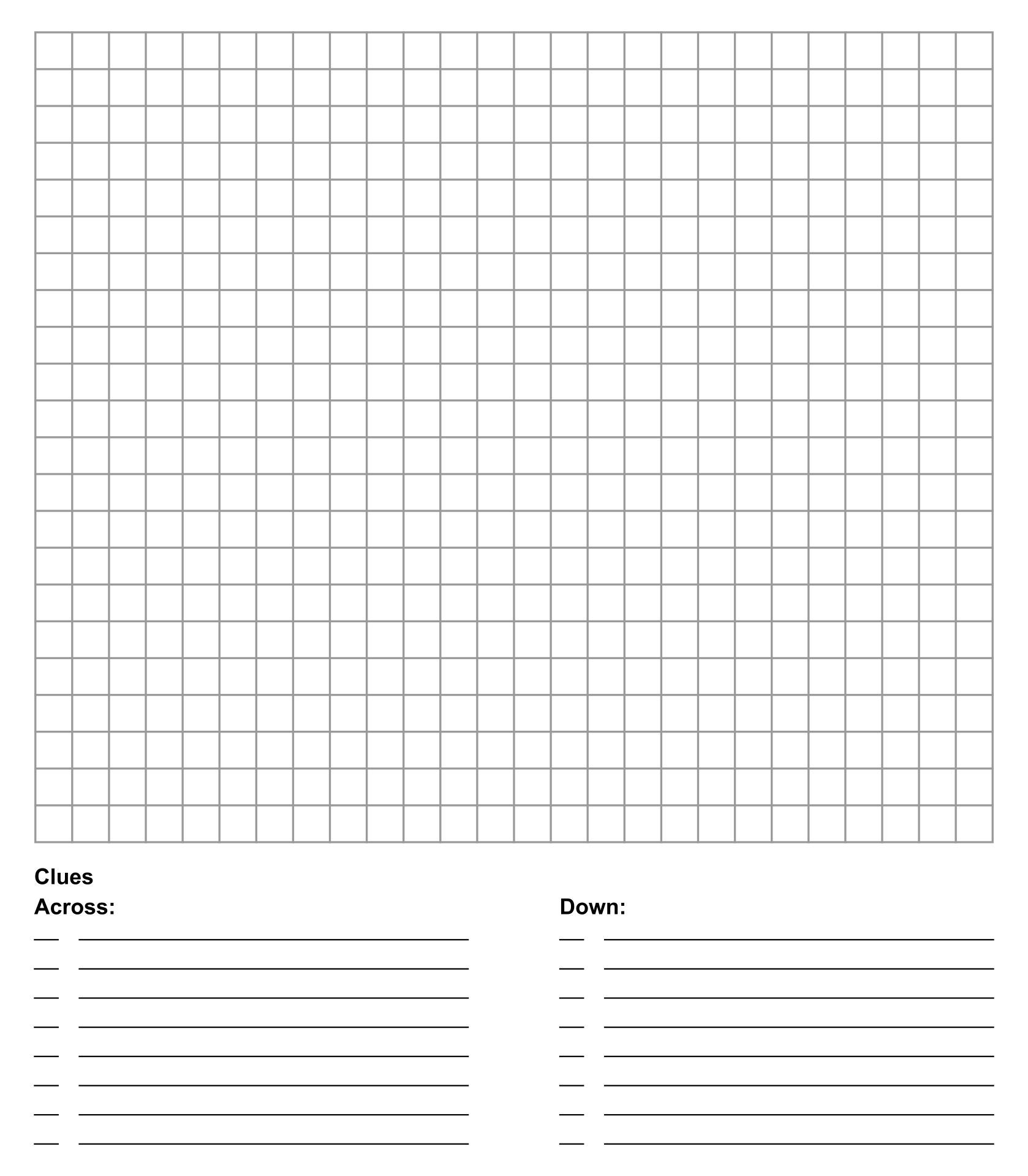 Blank Crossword Puzzle Template Business Worksheets Library