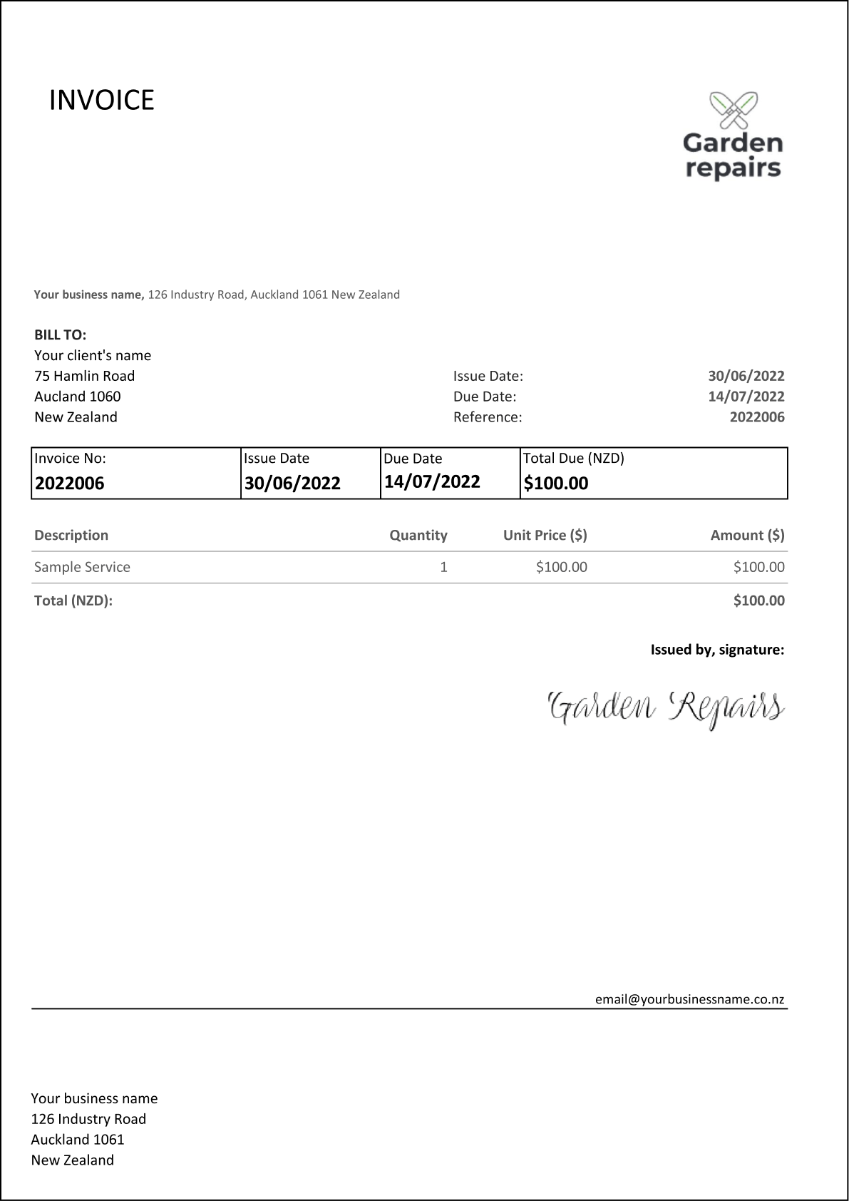 Printable Blank Invoice Templates