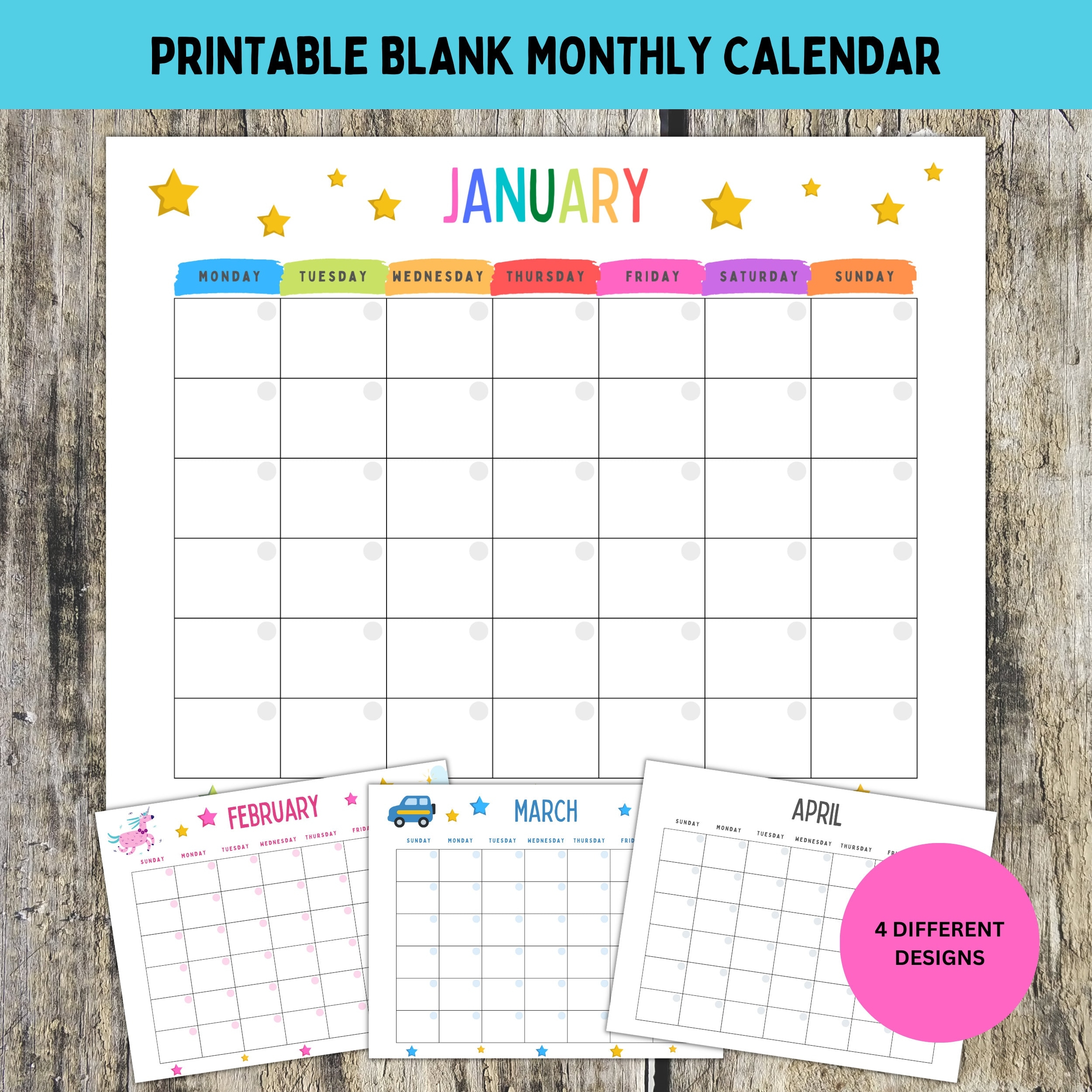 Kids Printable Blank Calendar