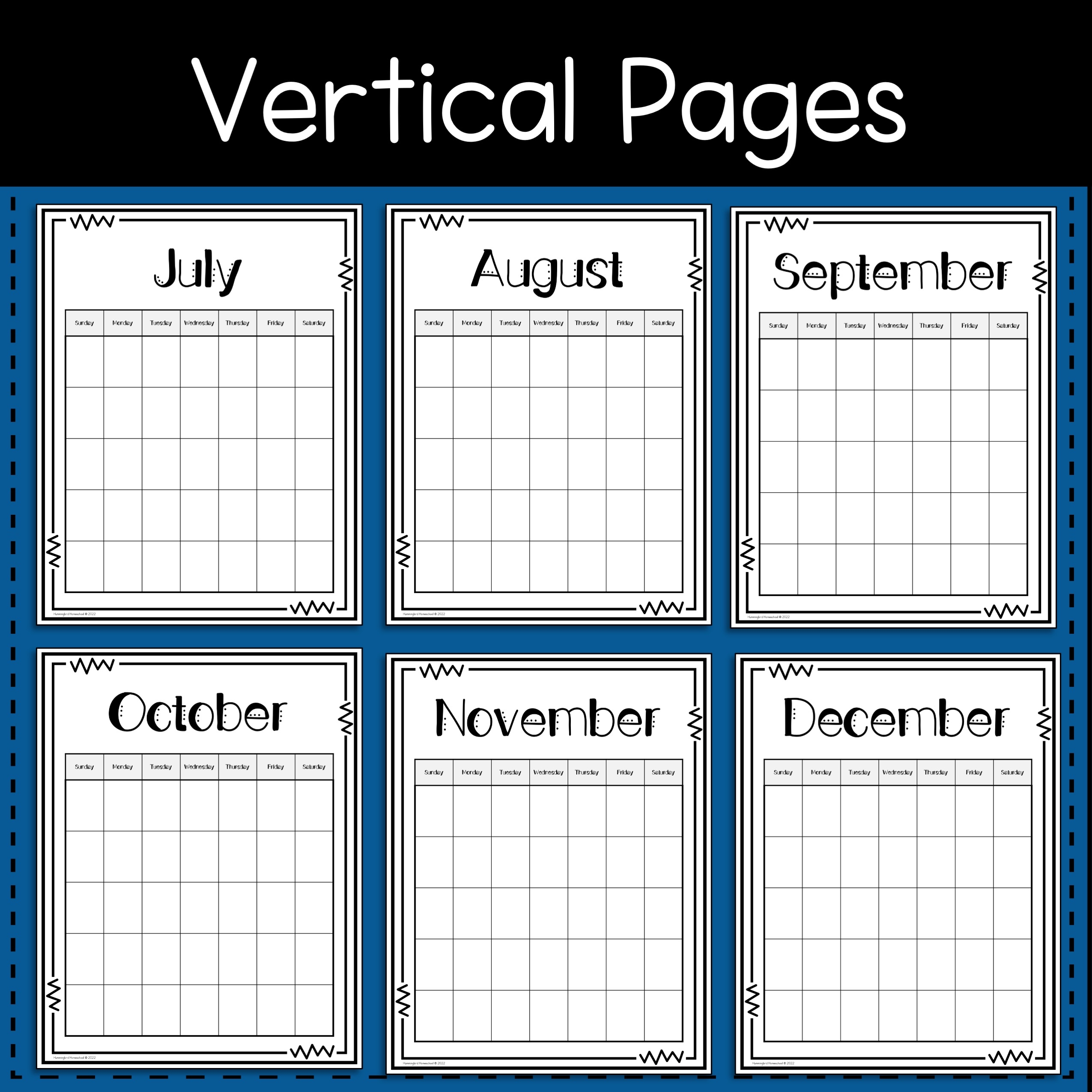 Blank Printable Monthly Calendars