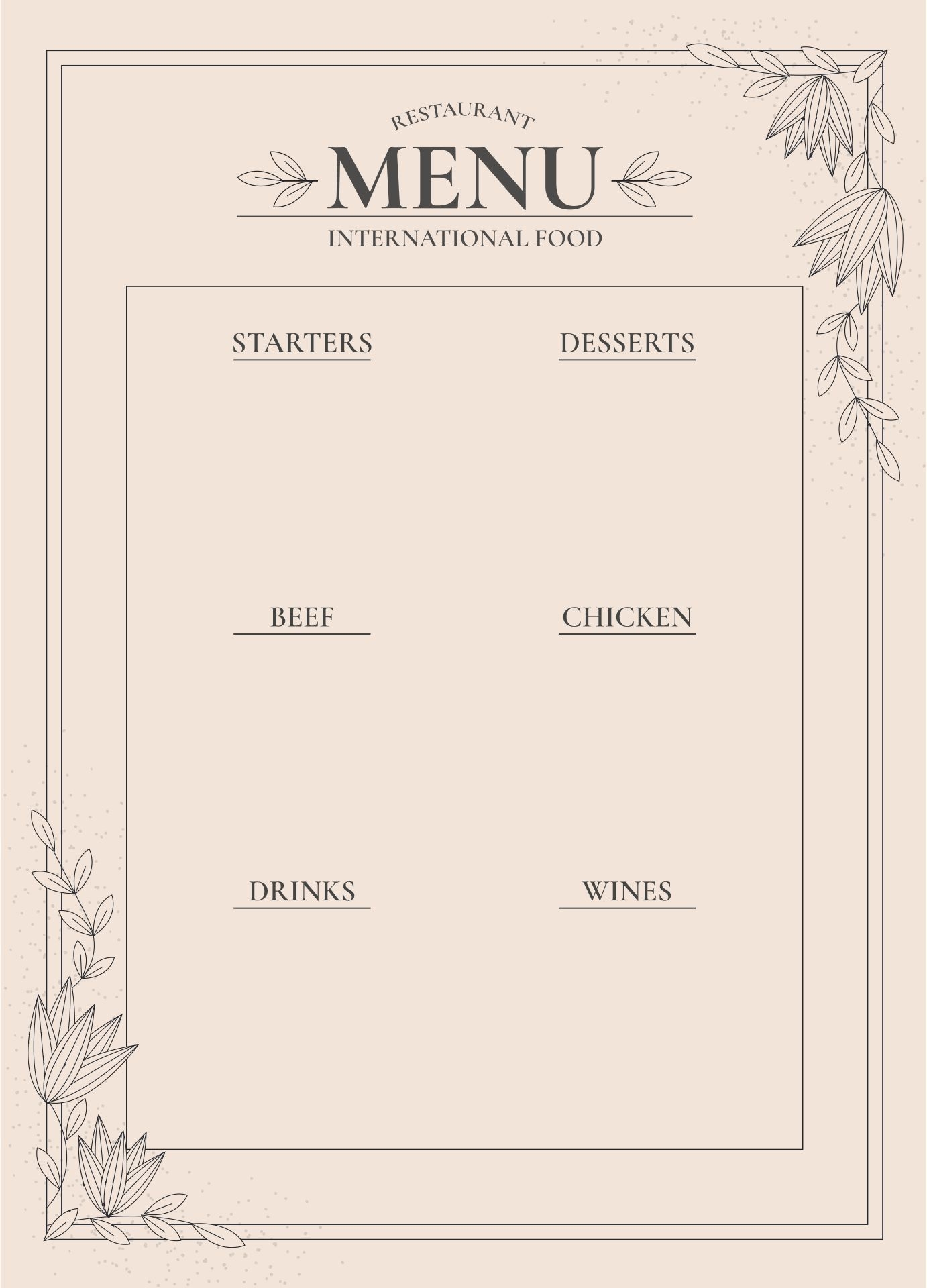 Free Printable Blank Menu Template