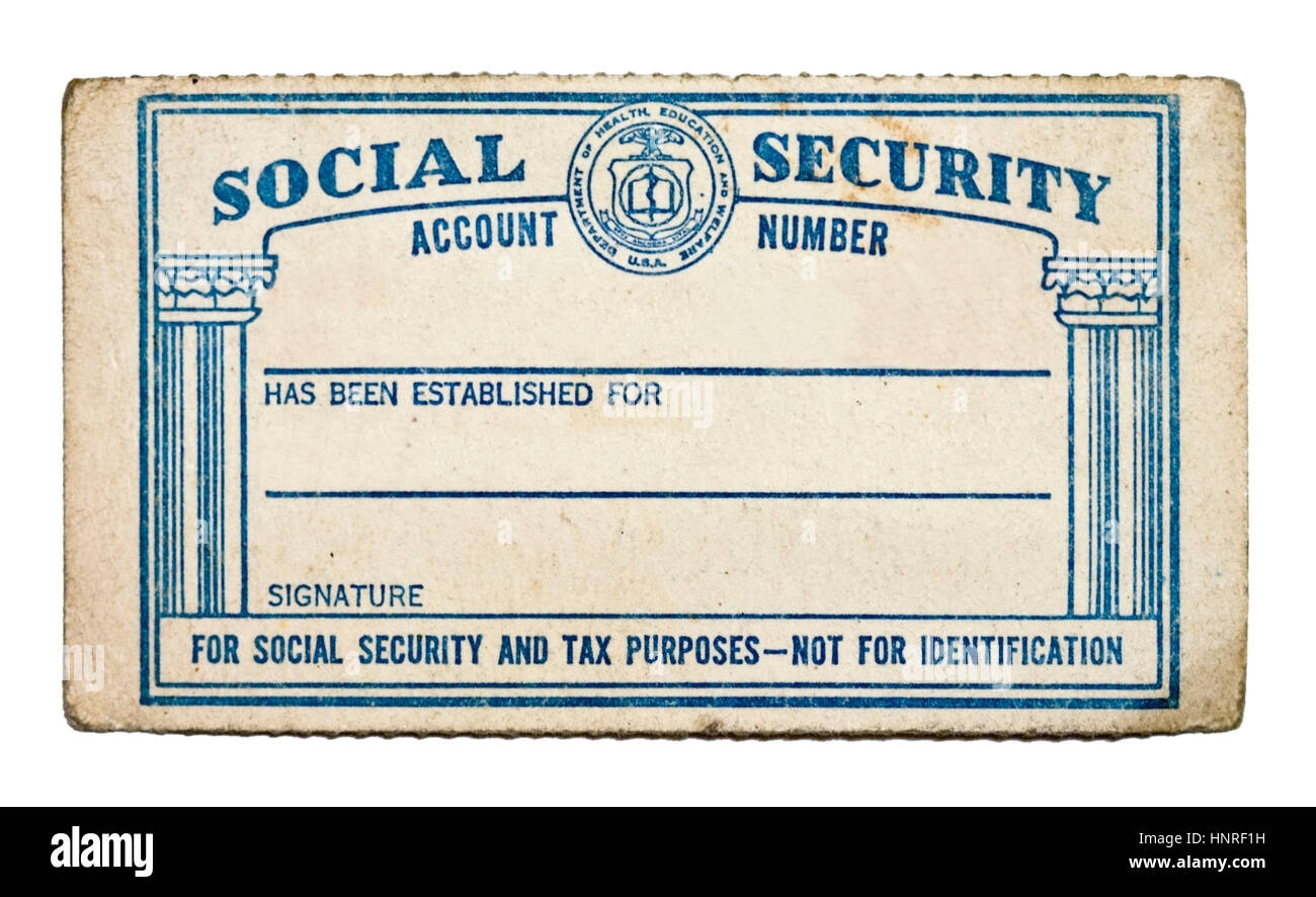 Blank Social Security Card Isolated Hi res Stock Photography And Images Alamy