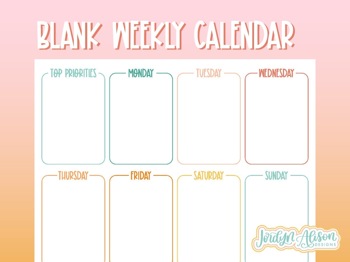 Printable Blank Calendar Week