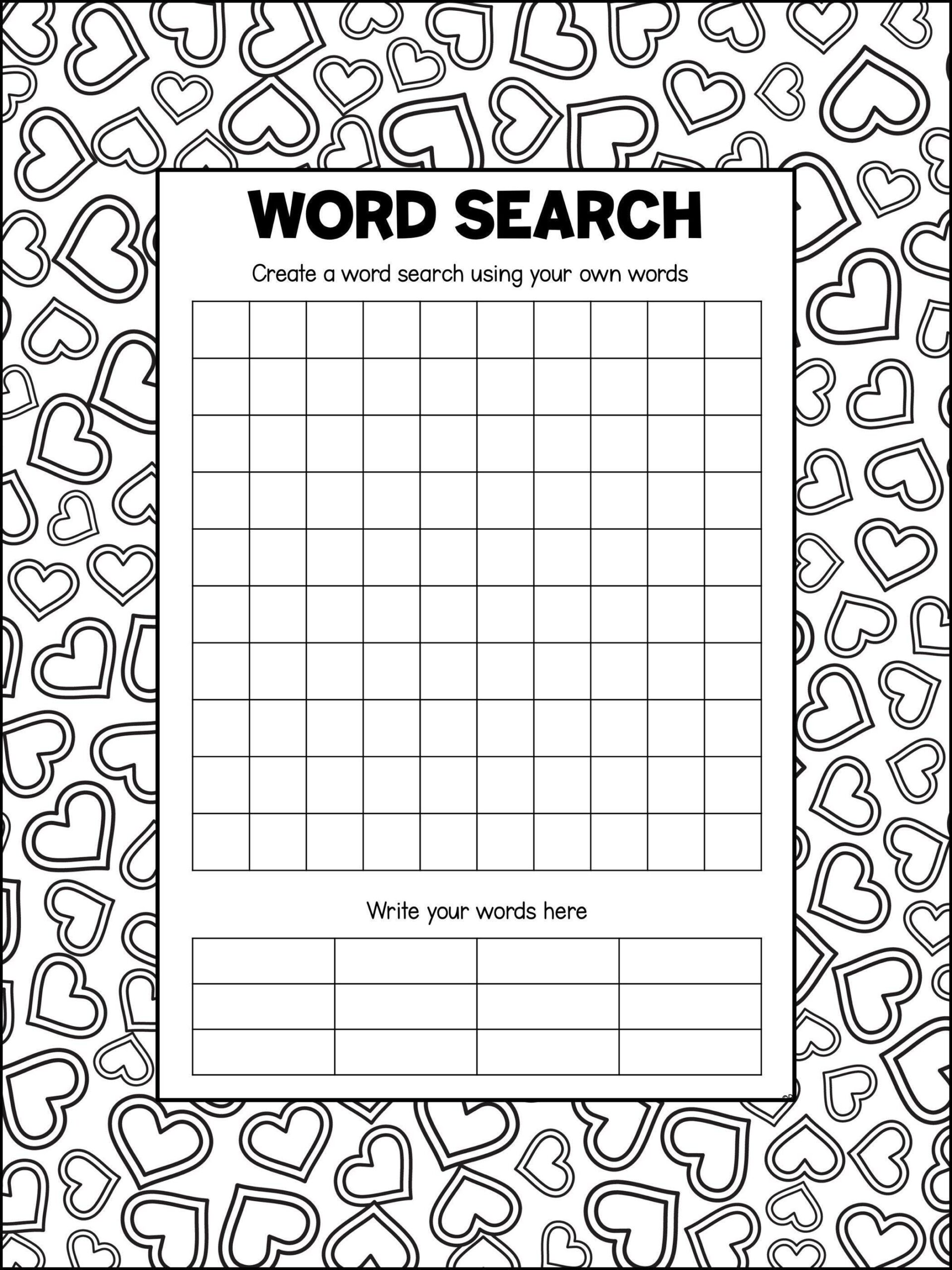 Blank Word Search Templates For Kids Printable PDF Blank Puzzle Pages For Students Wordsearches With Backgrounds To Color Homeschool Fun Etsy