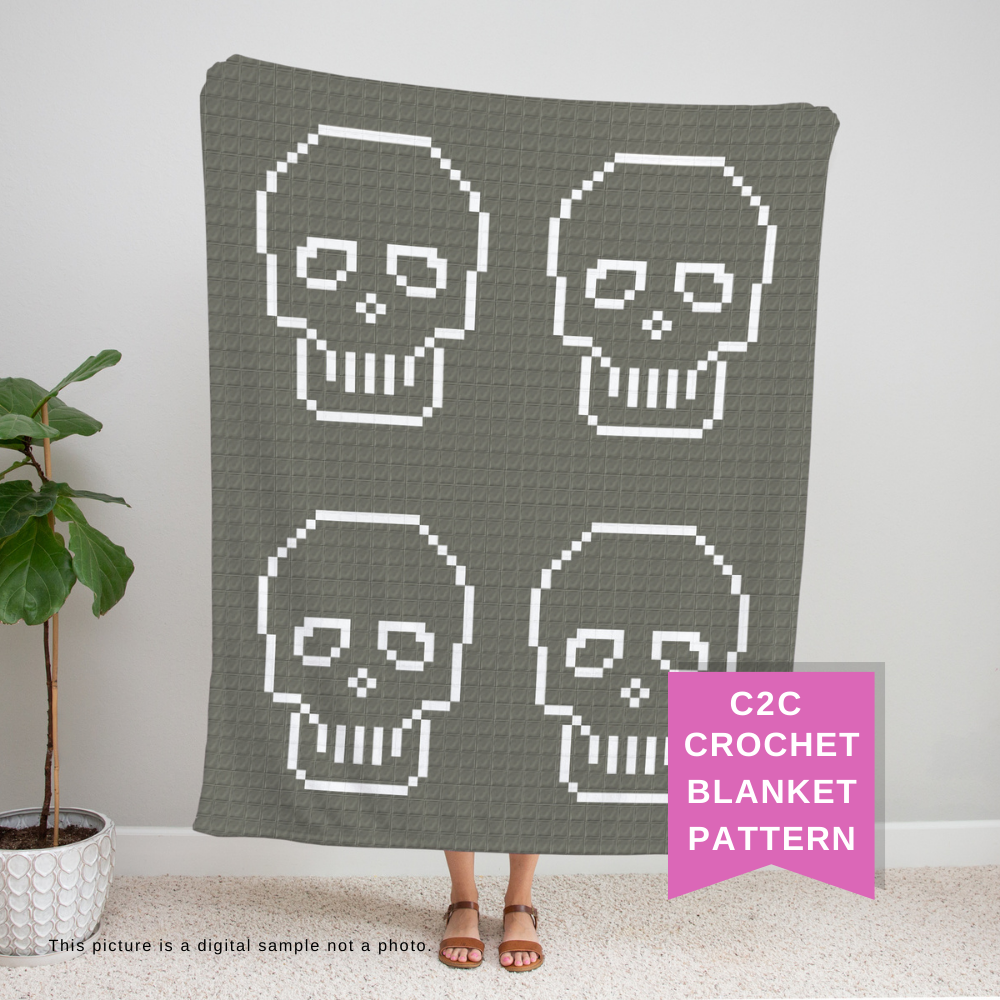 C2C Skull Crochet Blanket Pattern Free Crochet Pattern Truly Crochet