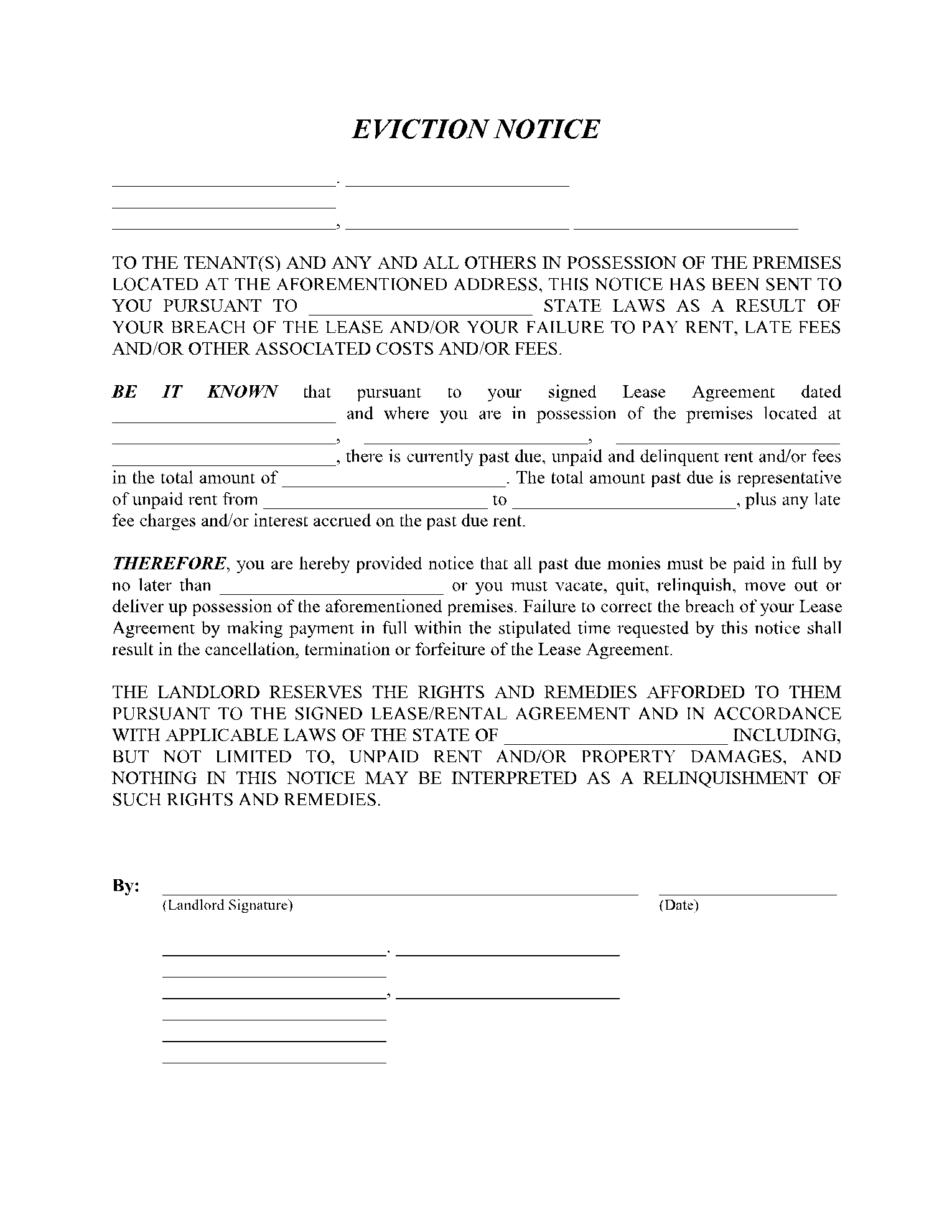 Printable Blank California Evicion Form