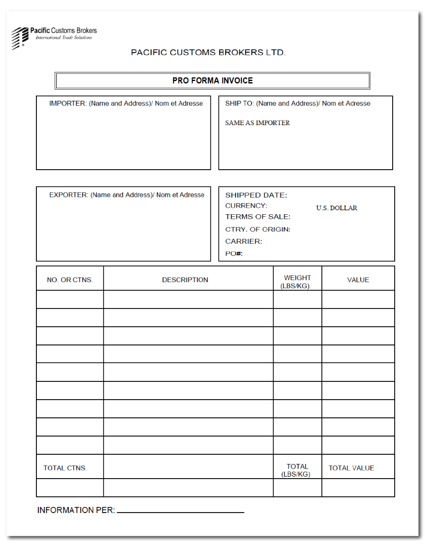 Canada Customs Forms PDF Downloads PCB