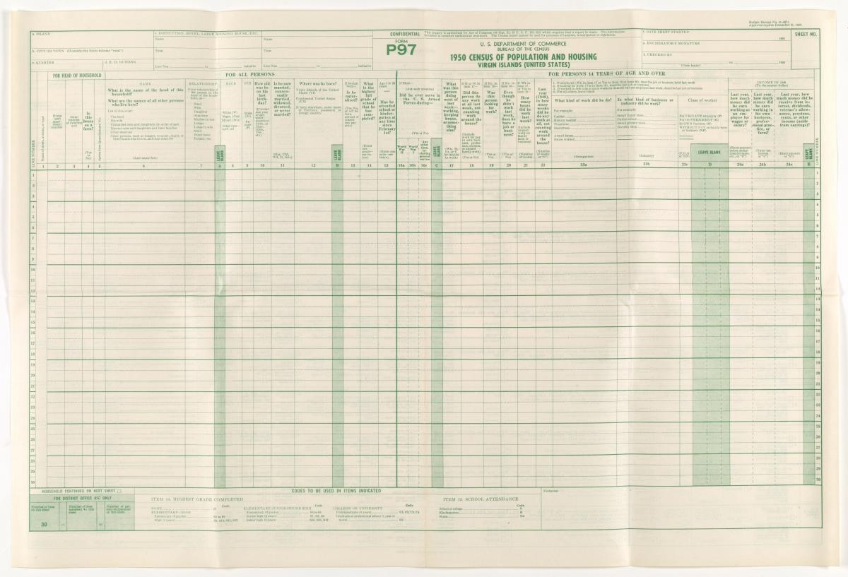 Census Forms In The 1950 Census Dataset National Archives