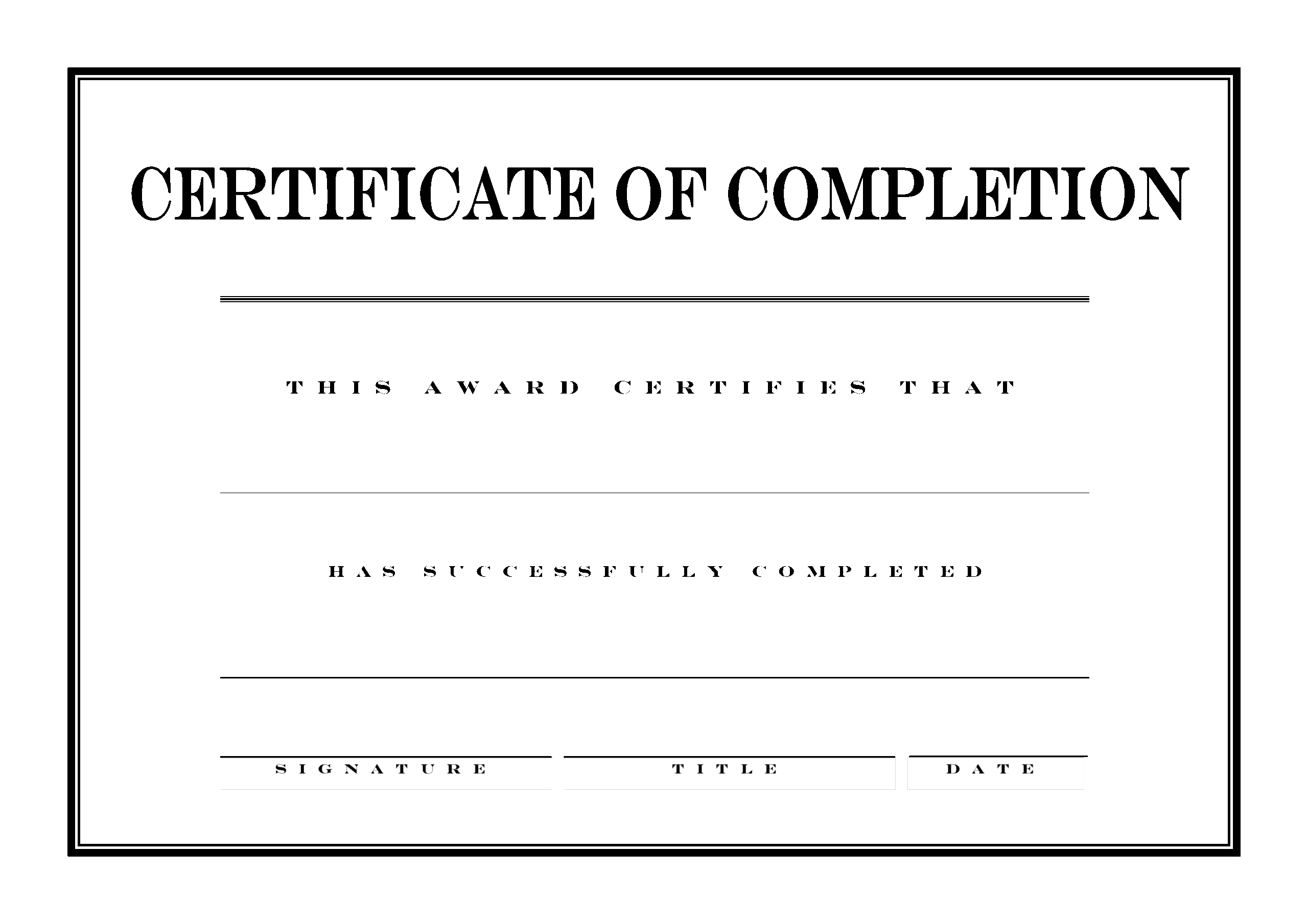 Blank Printable Certificate Of Completion