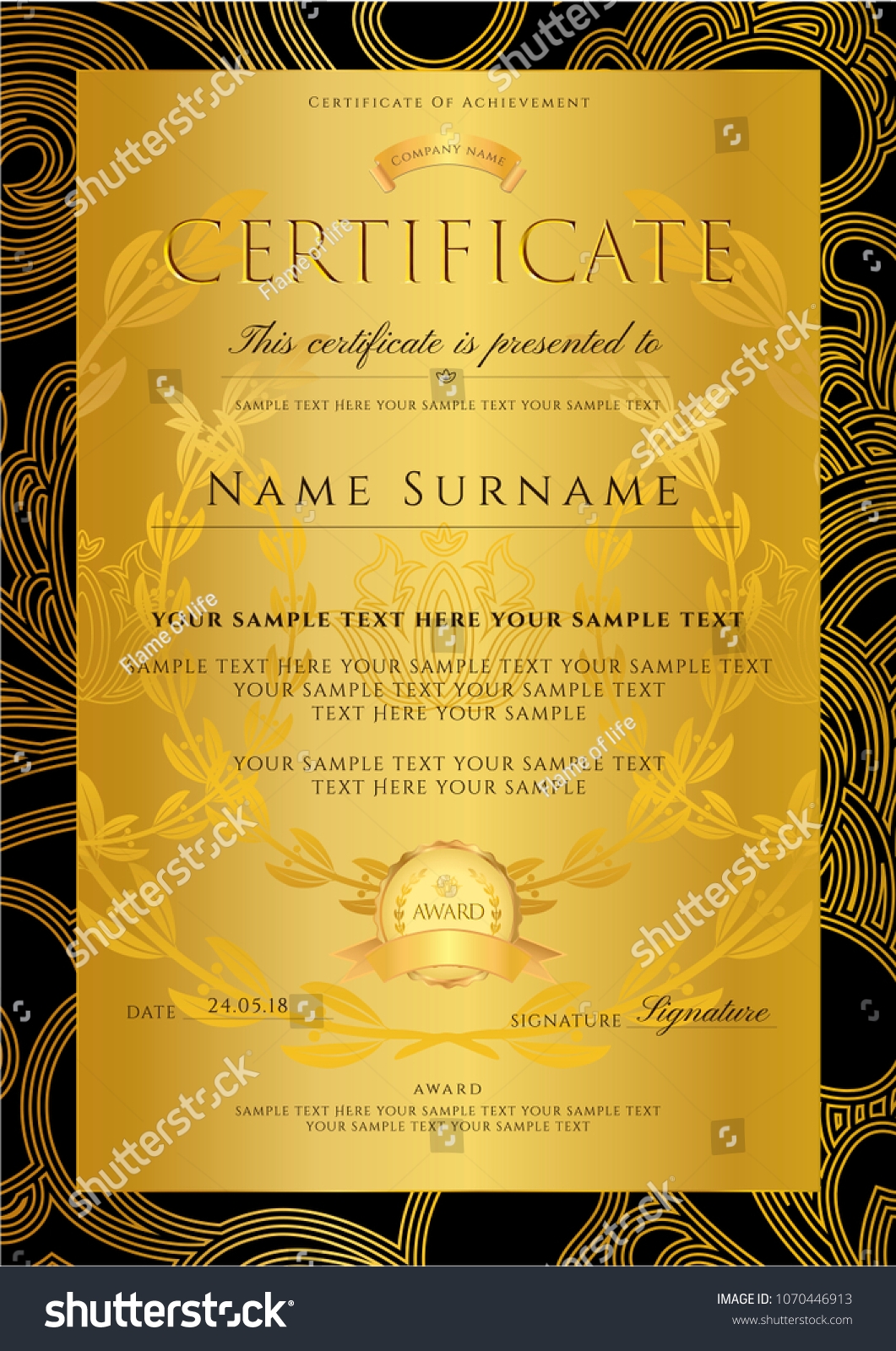 Certificate Template Printable Editable Design Diploma Stock Vector Royalty Free 1070446913 Shutterstock