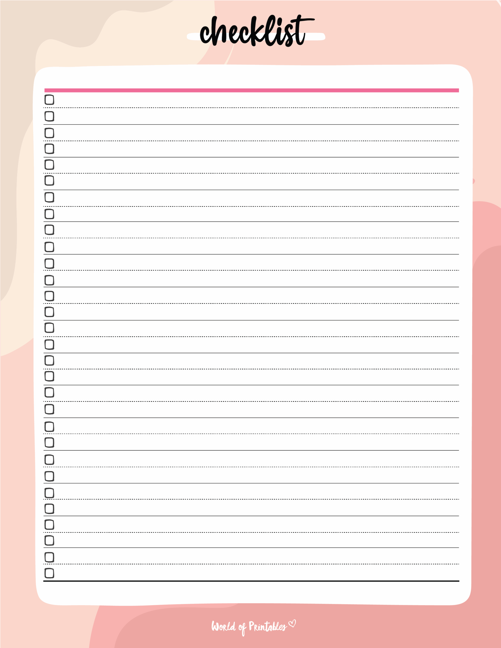 Printable Blank Checklist Template