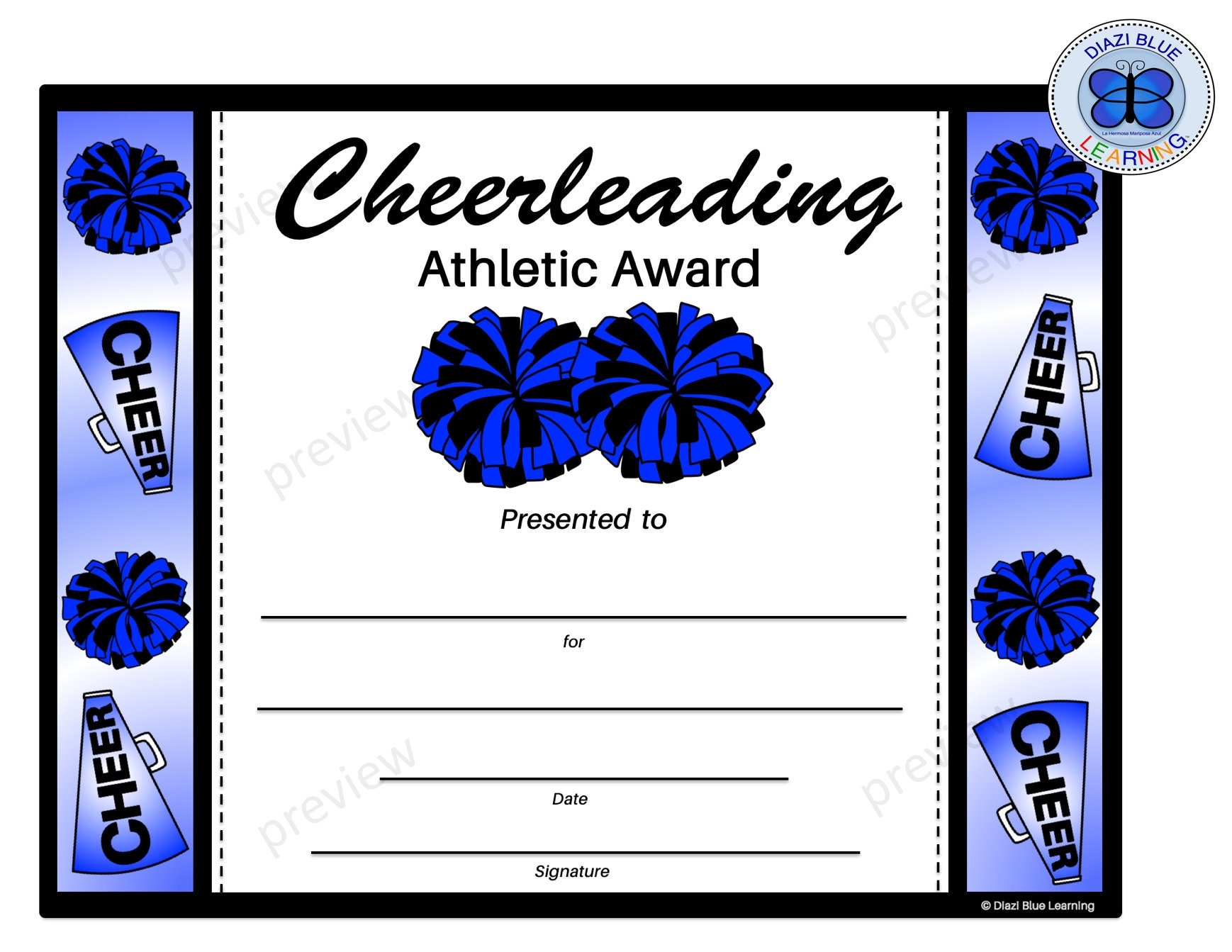Cheerleading Certificate Cheerleading Award Editable Cheerleading Certificate Editable Certificates Certificates Awards Templates Etsy Norway