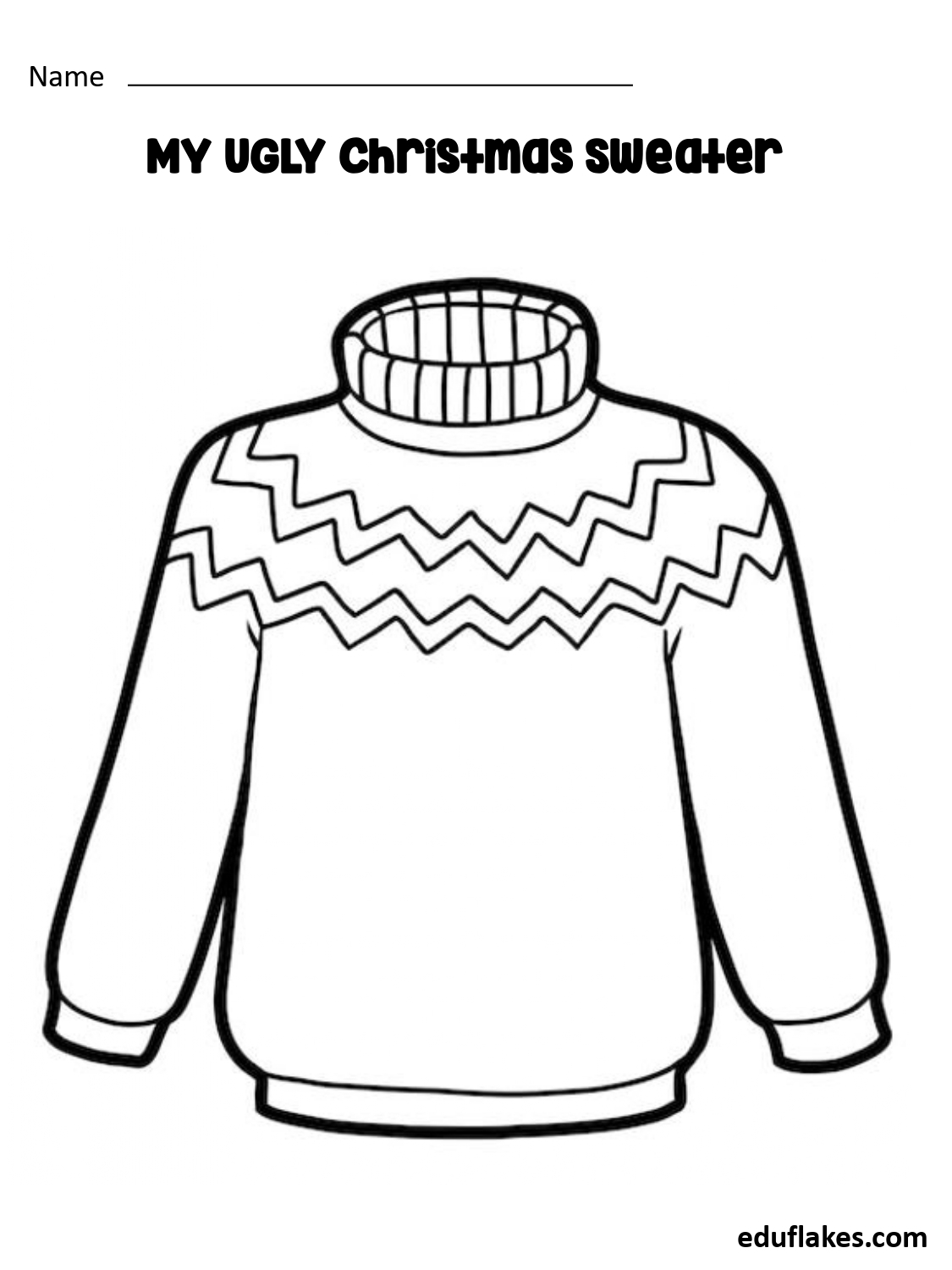 Blank Christmas Sweater Coloring Printable