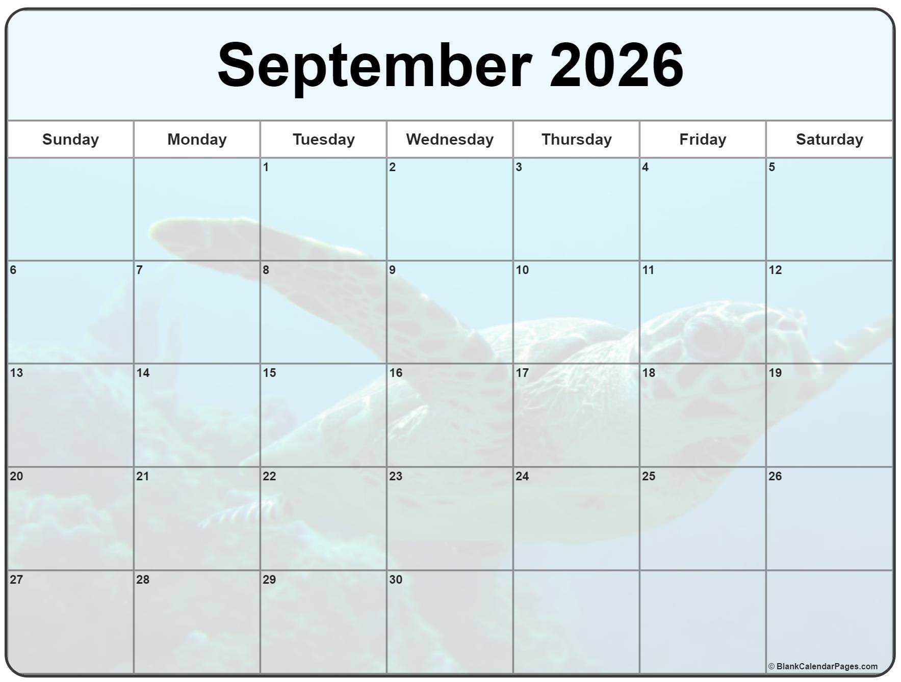 Collection Of September 2026 Photo Calendars With Image Filters 