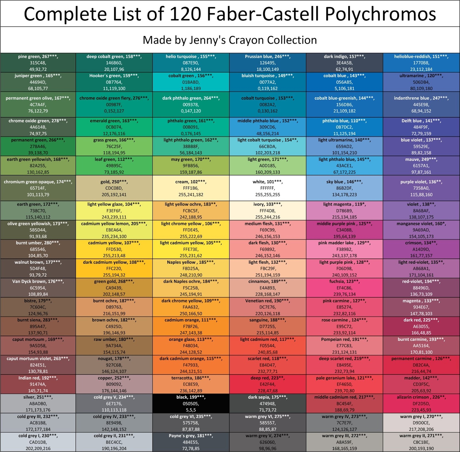 Faber Castell Color Chart Printable Blank