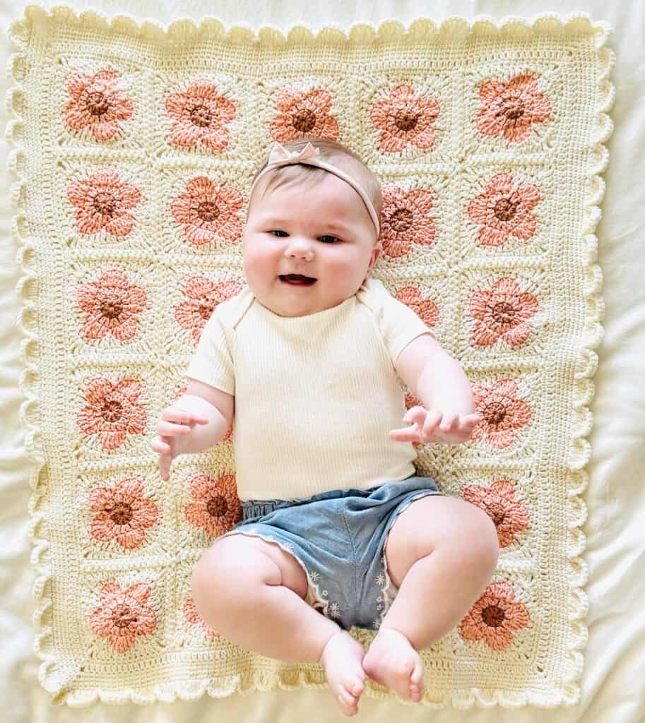 Crochet Desert Blush Field Of Daisies Baby Blanket Daisy Farm Crafts