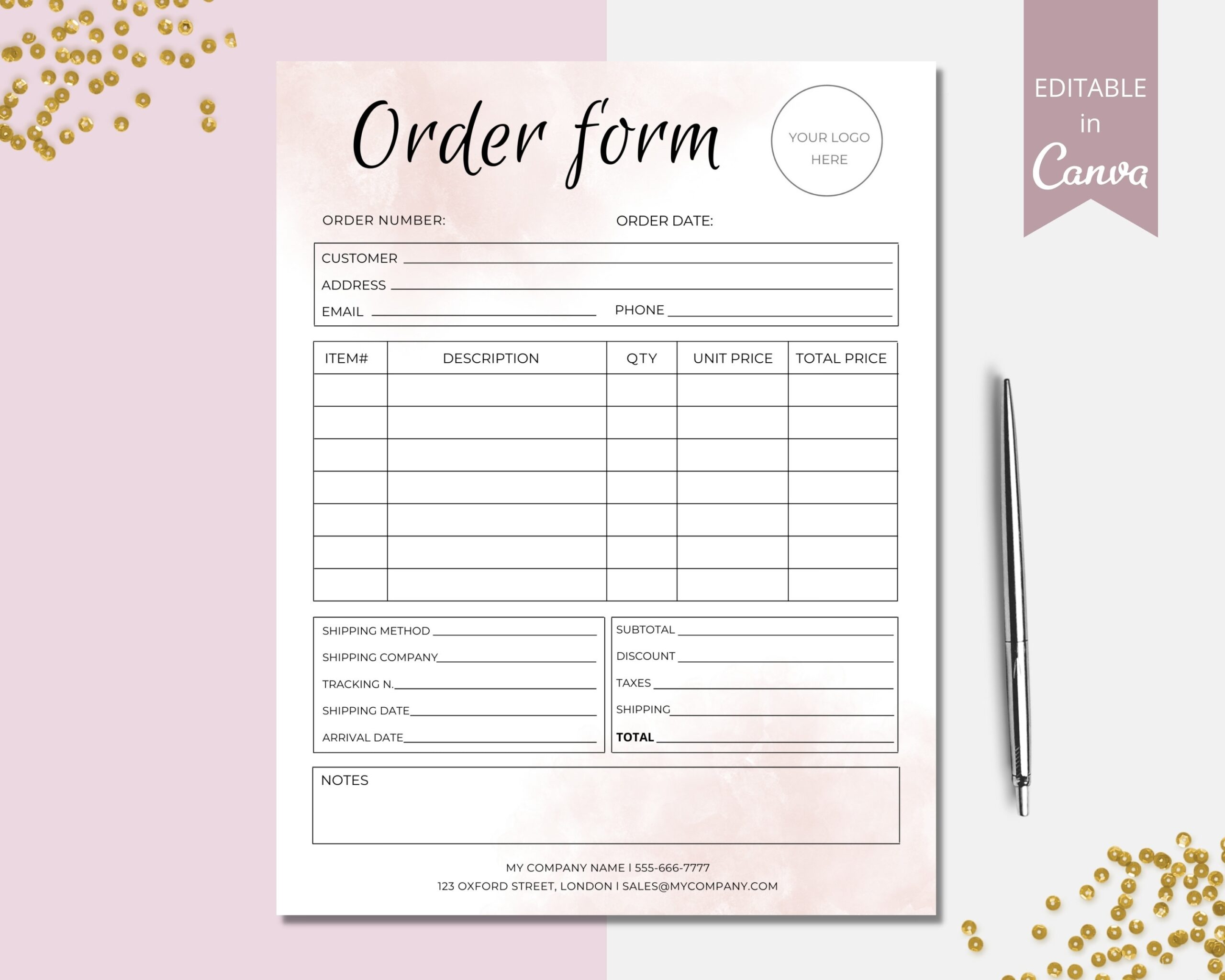 Custom Order Form Template Small Business Order Form Printable Sales Order Forms Canva Template Instant Digital Download DTP 004 Etsy