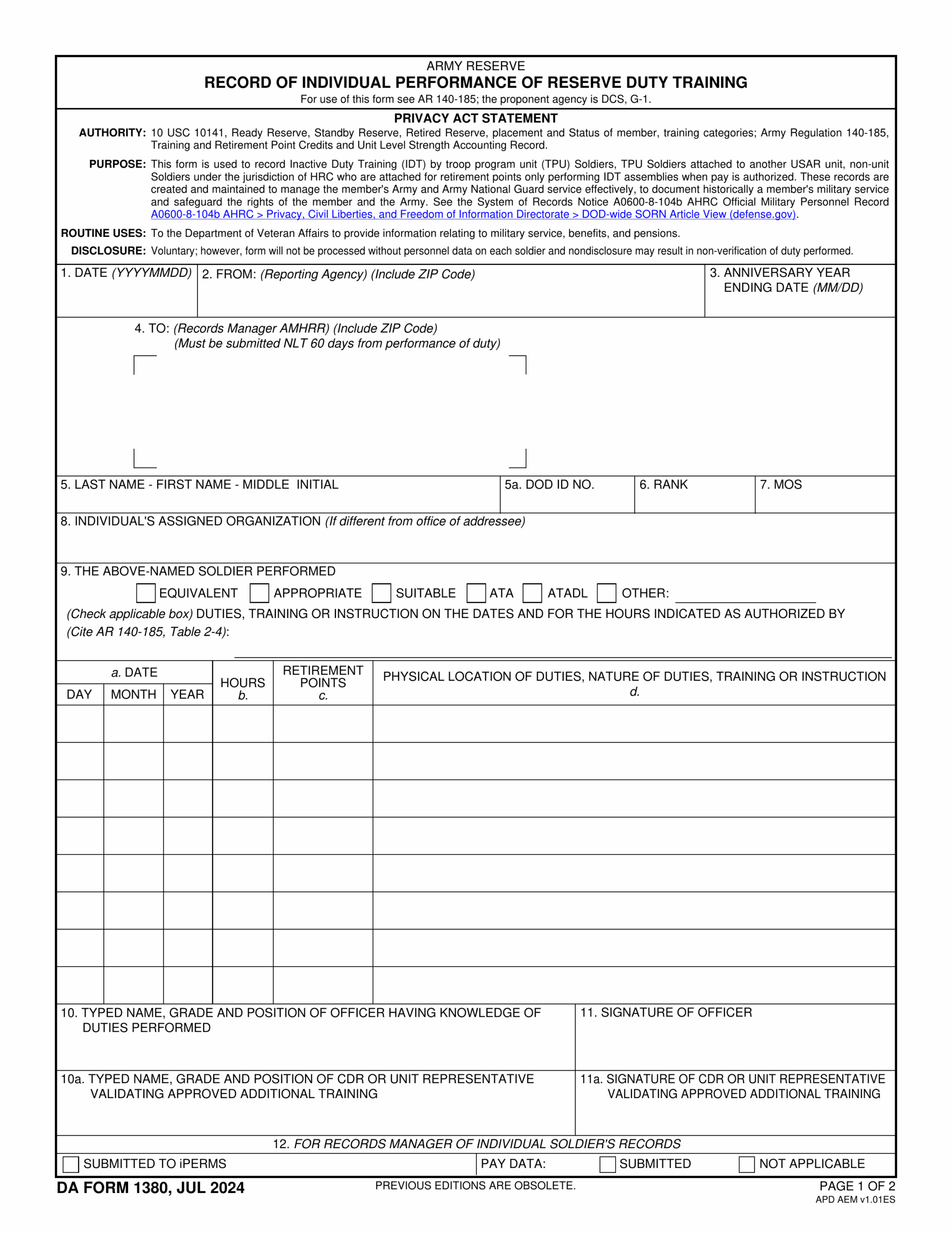 DA Form 1380 2024 2025 Fill Forms Online PDF Guru